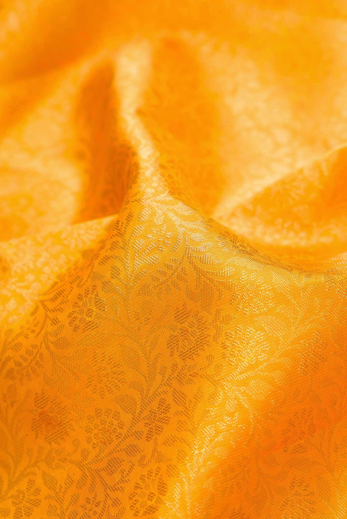 Pure Silk Pure Zari Mustard Dual Tone Kanjivaram Saree - Image 2