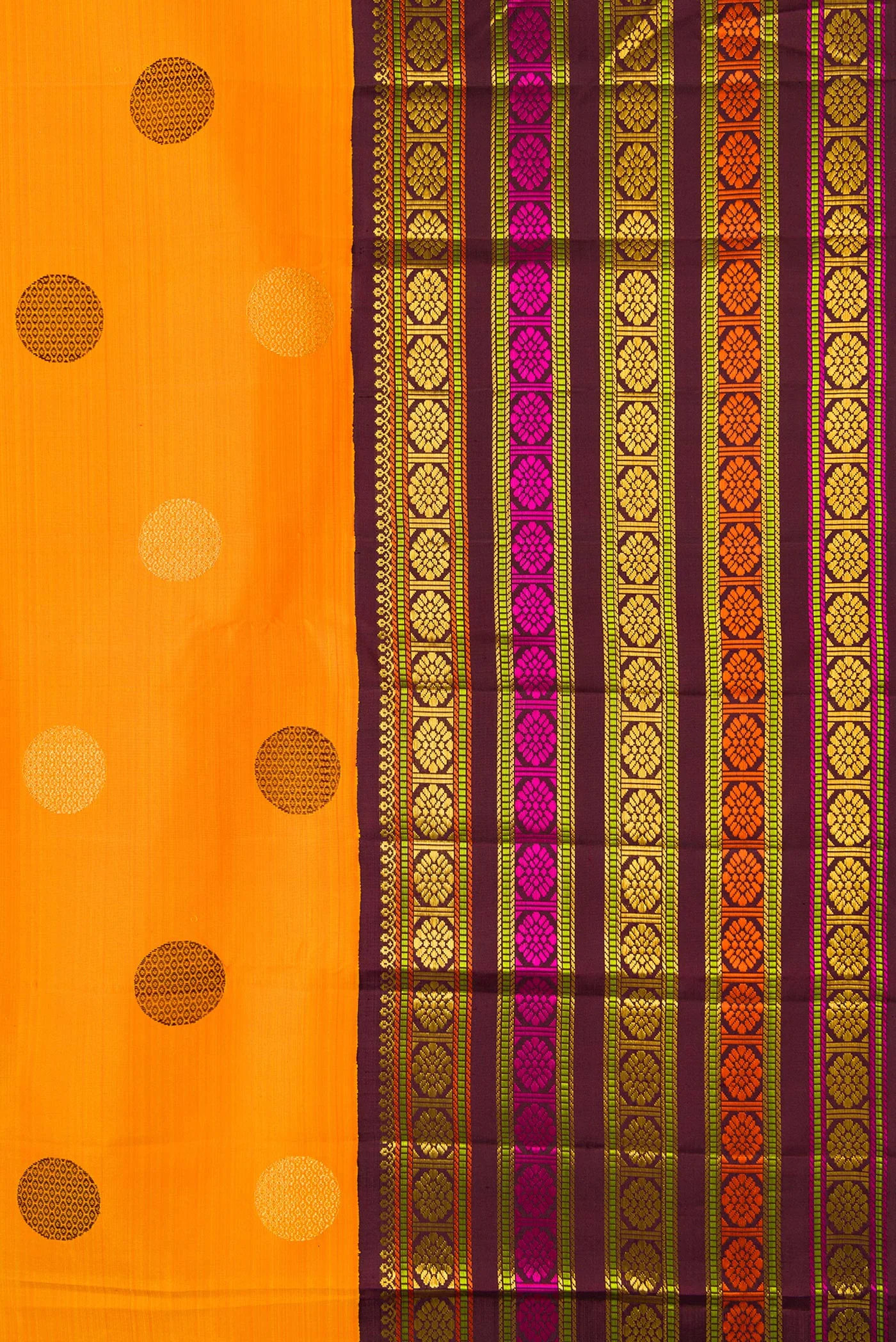 Pure Silk Pure Zari Yellow Kanchipuram Saree - Image 3