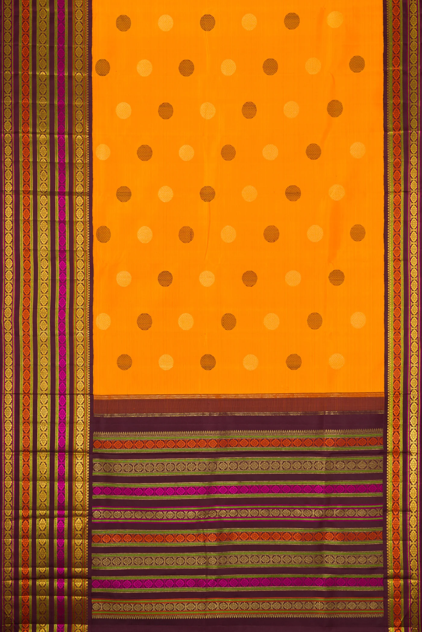 Pure Silk Pure Zari Yellow Kanchipuram Saree - Image 6