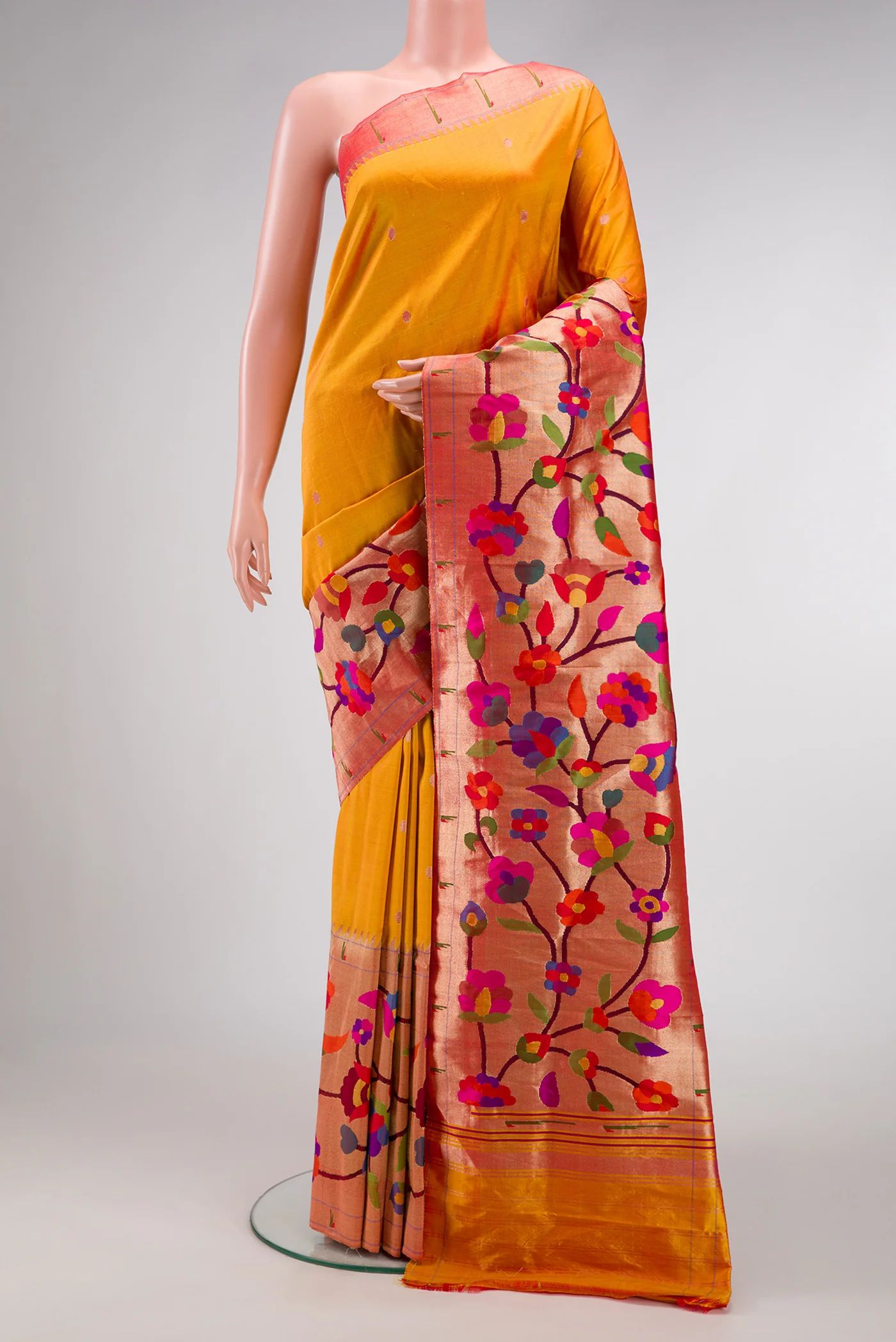 Pure Silk Pure Zari Mustard Paithani Saree