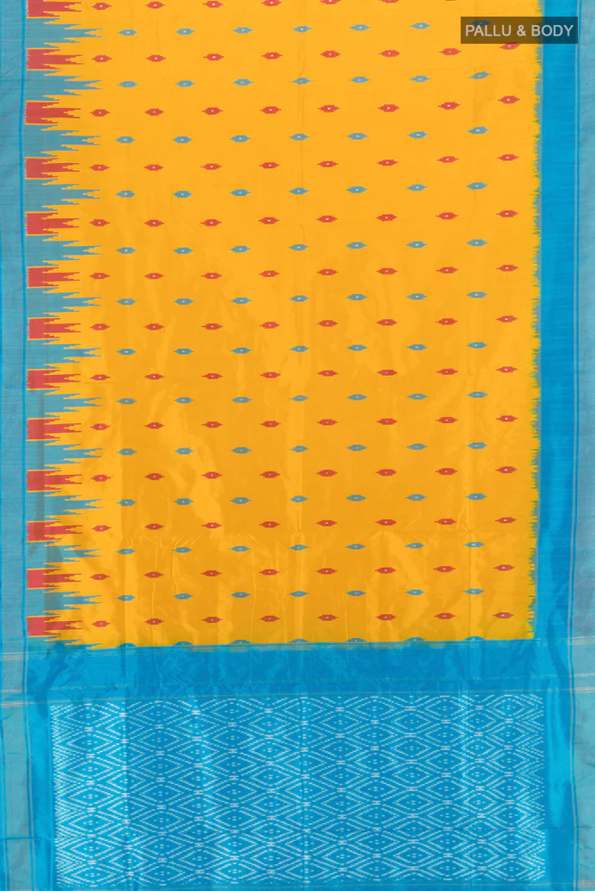 Yellow Pochampally Silk Saree - Image 5