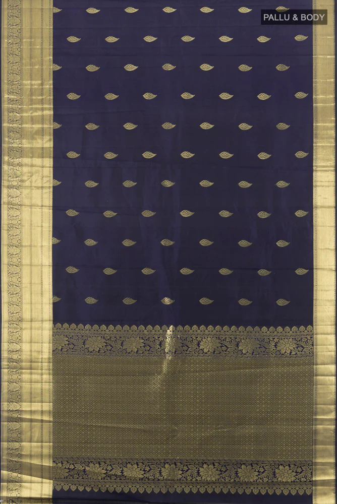Navy Blue Kanjivaram Silk Saree - Image 5
