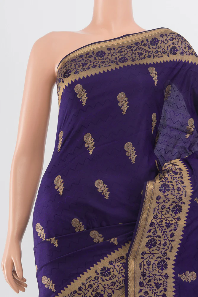 Dark Blue Soft Silk Saree - Image 2