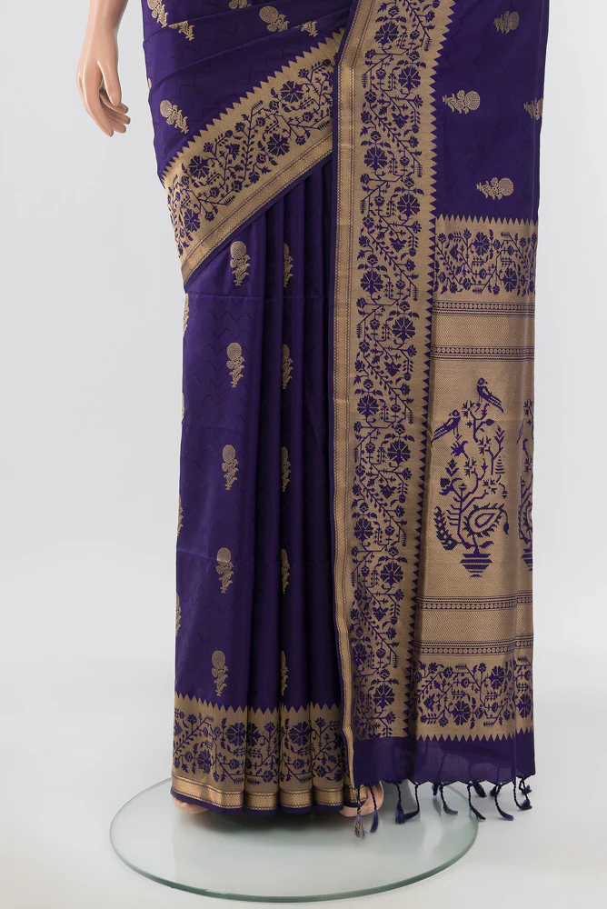 Dark Blue Soft Silk Saree - Image 3