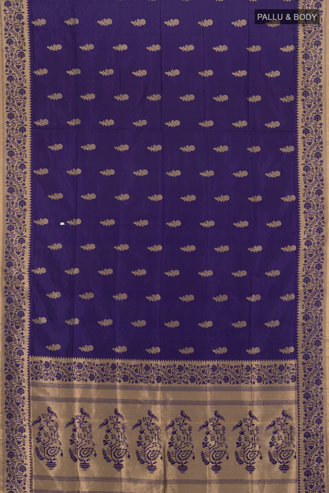 Dark Blue Soft Silk Saree - Image 5