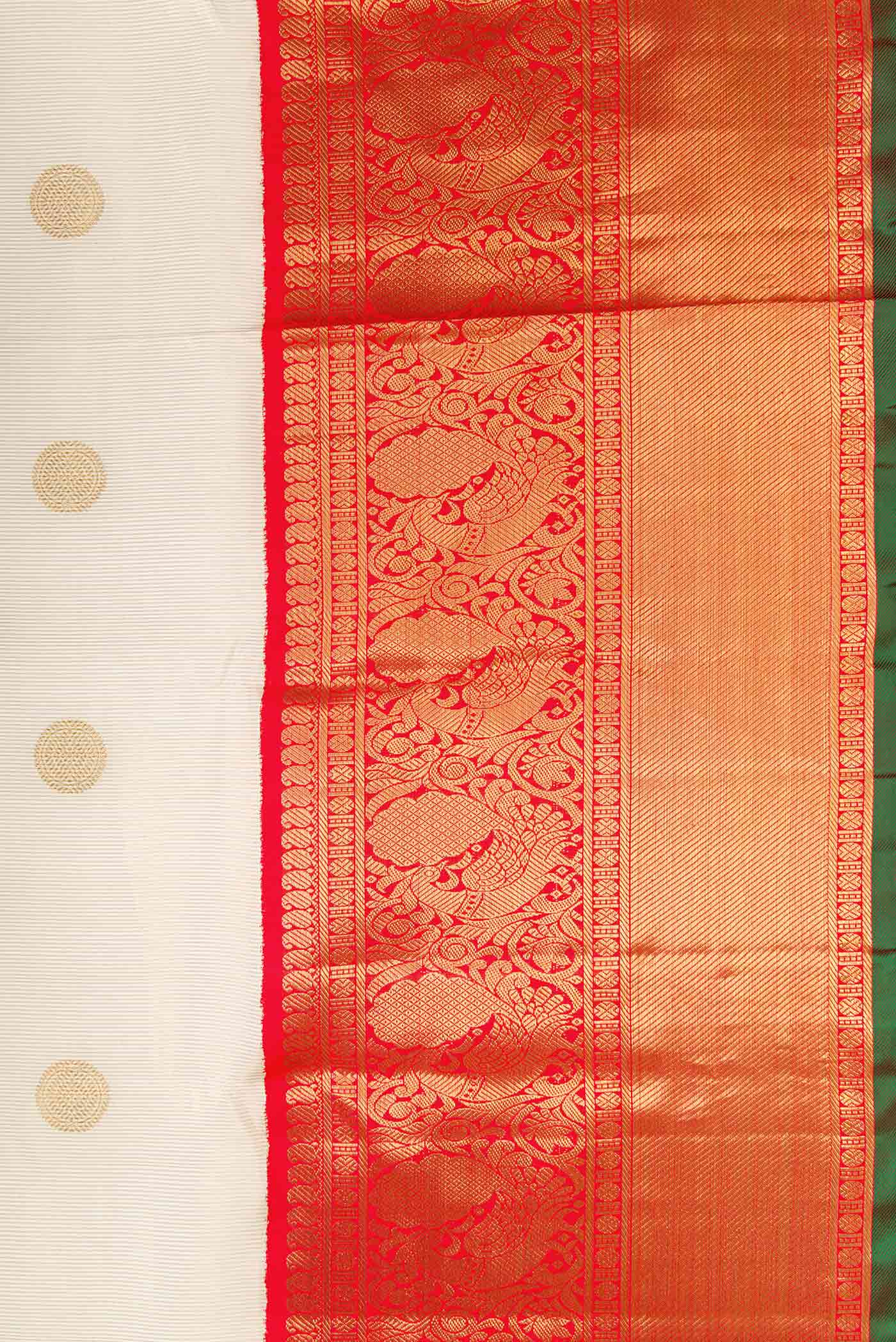 Pure Silk Pure Zari Off White Dual Tone Kanjivaram Saree - Image 3