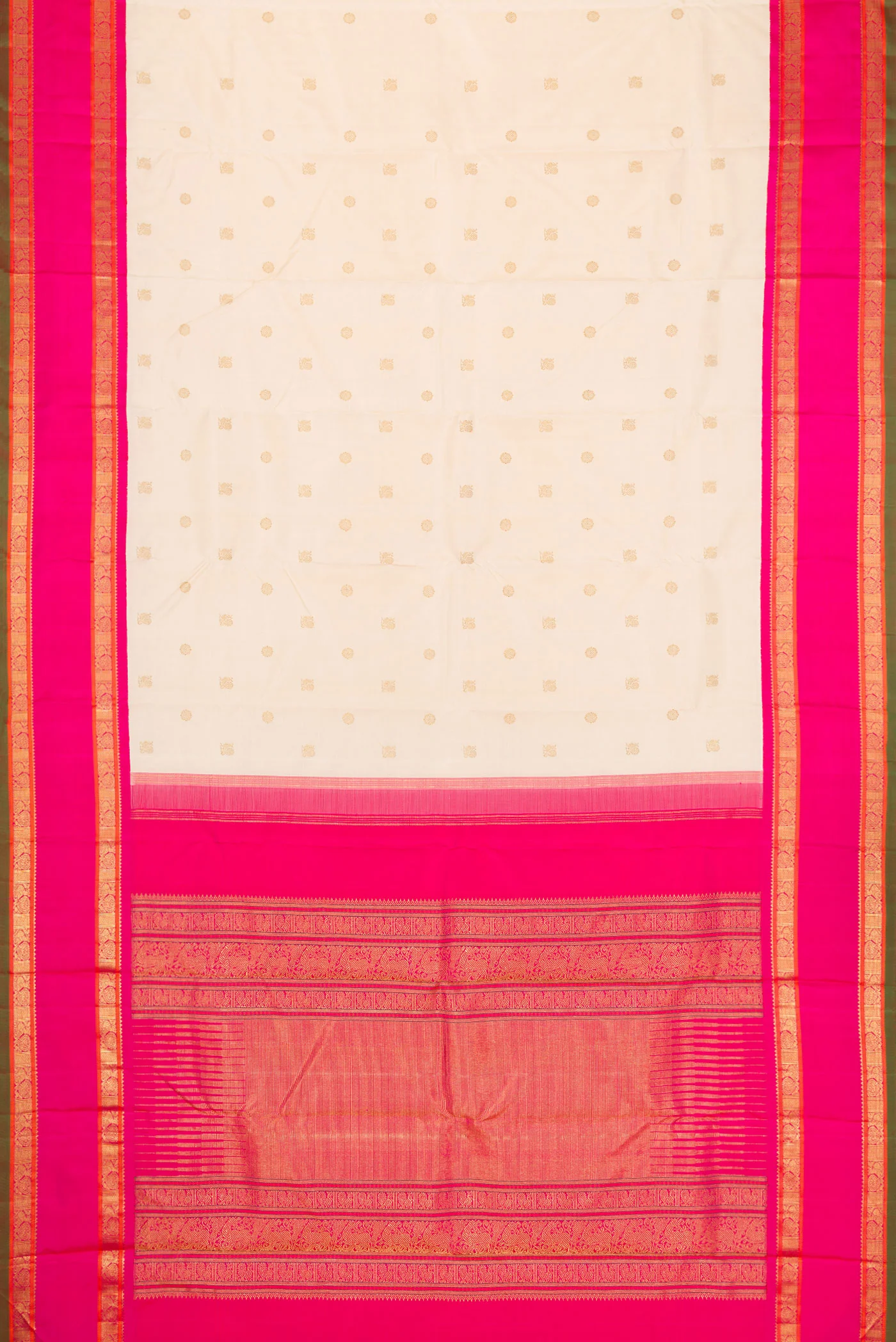 Pure Silk Pure Zari Off White Kanjivaram Saree - Image 6