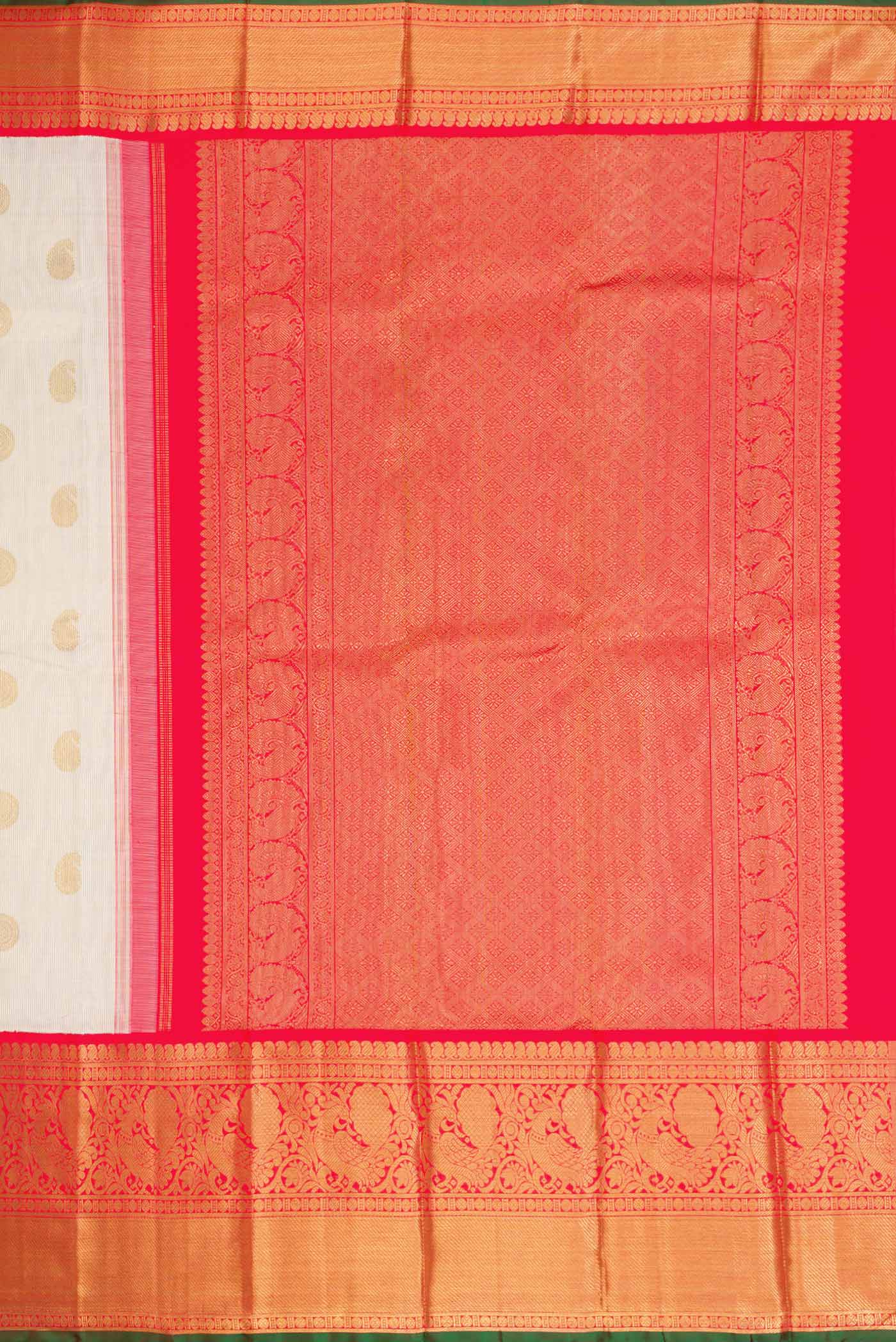 Pure Silk Pure Zari Off White Dual Tone Kanjivaram Saree - Image 7
