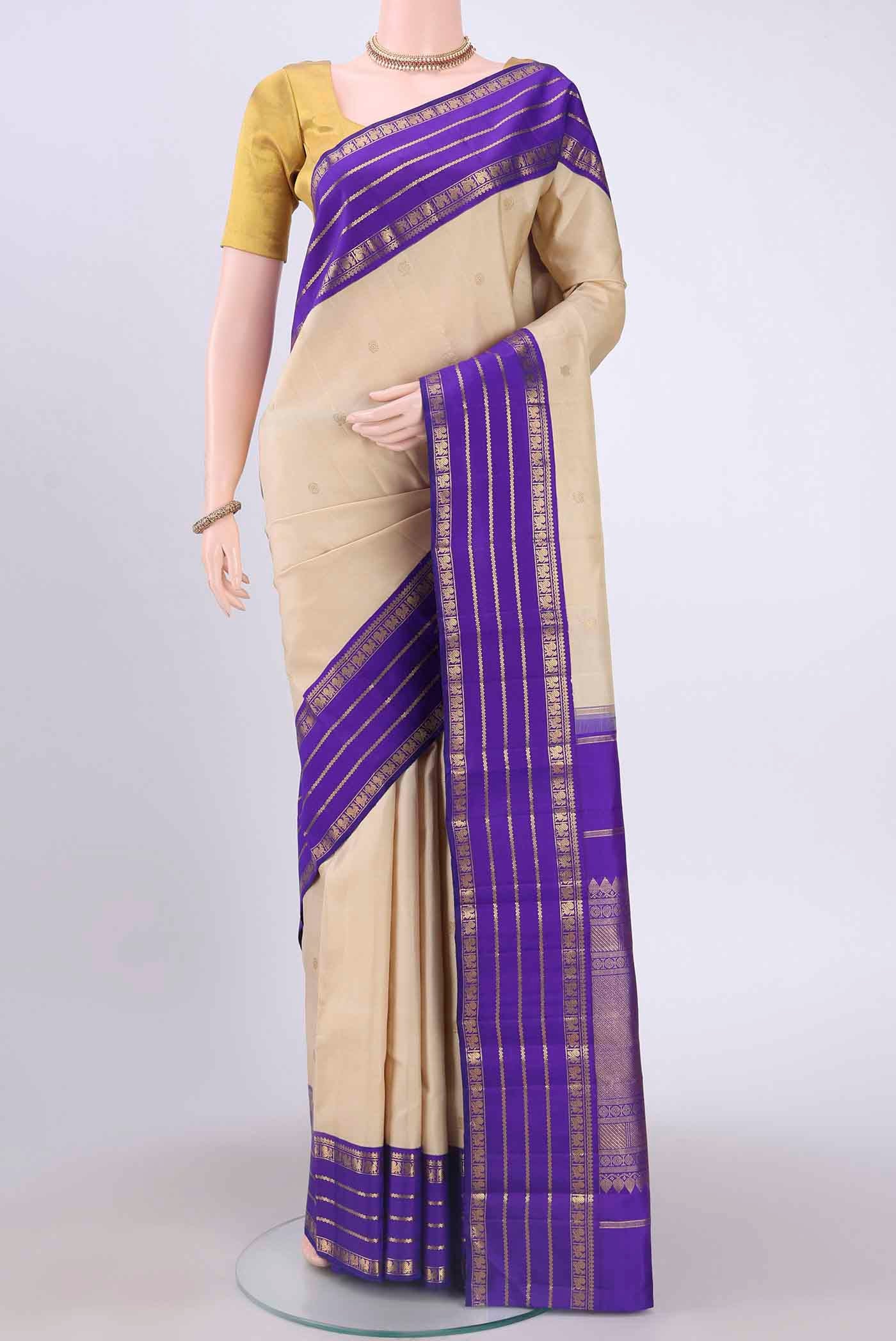 Pure Silk Pure Zari Off White Kanchipuram Saree