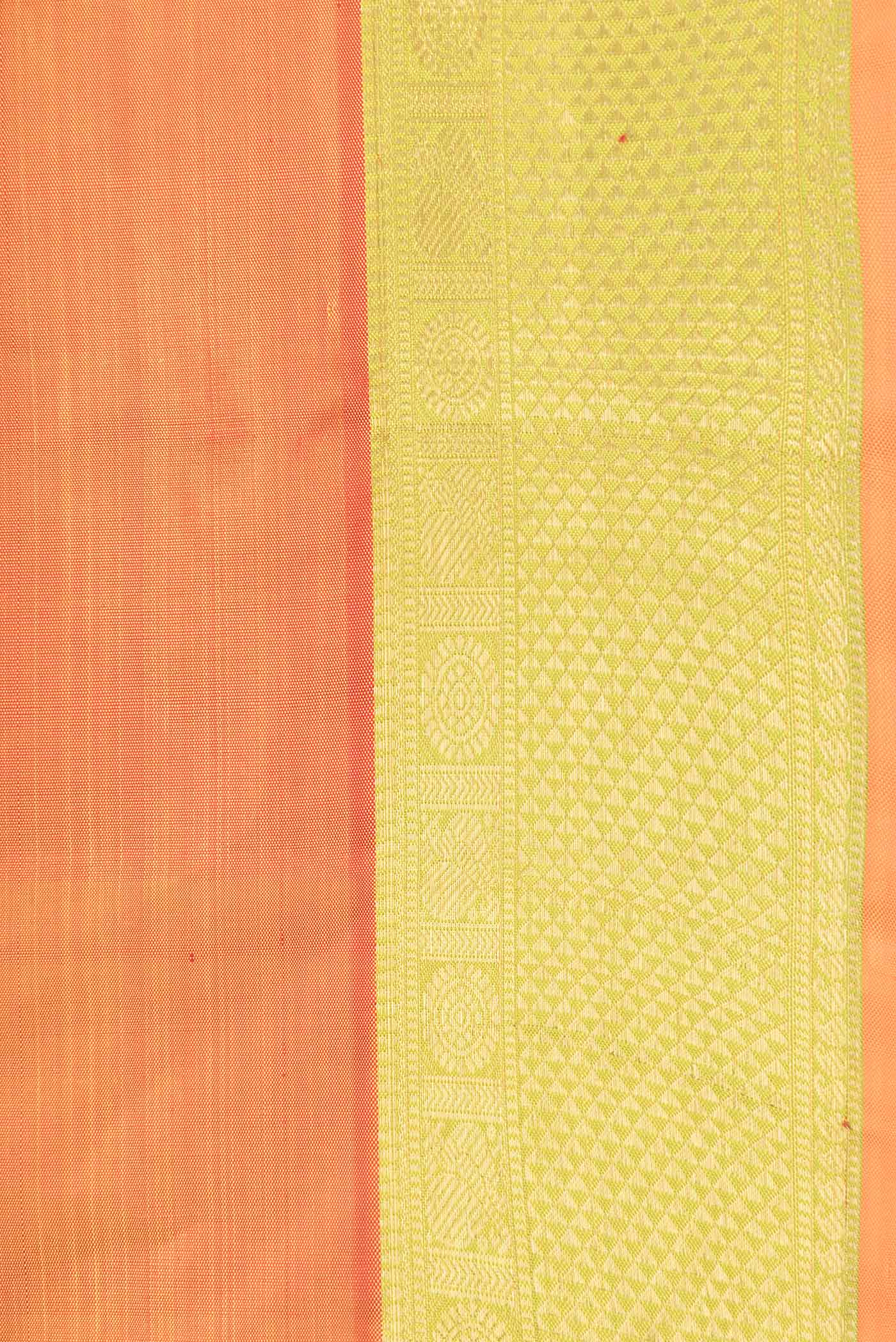 Pure Silk Pure Zari Orange Dual Tone Kanchipuram Saree - Image 3