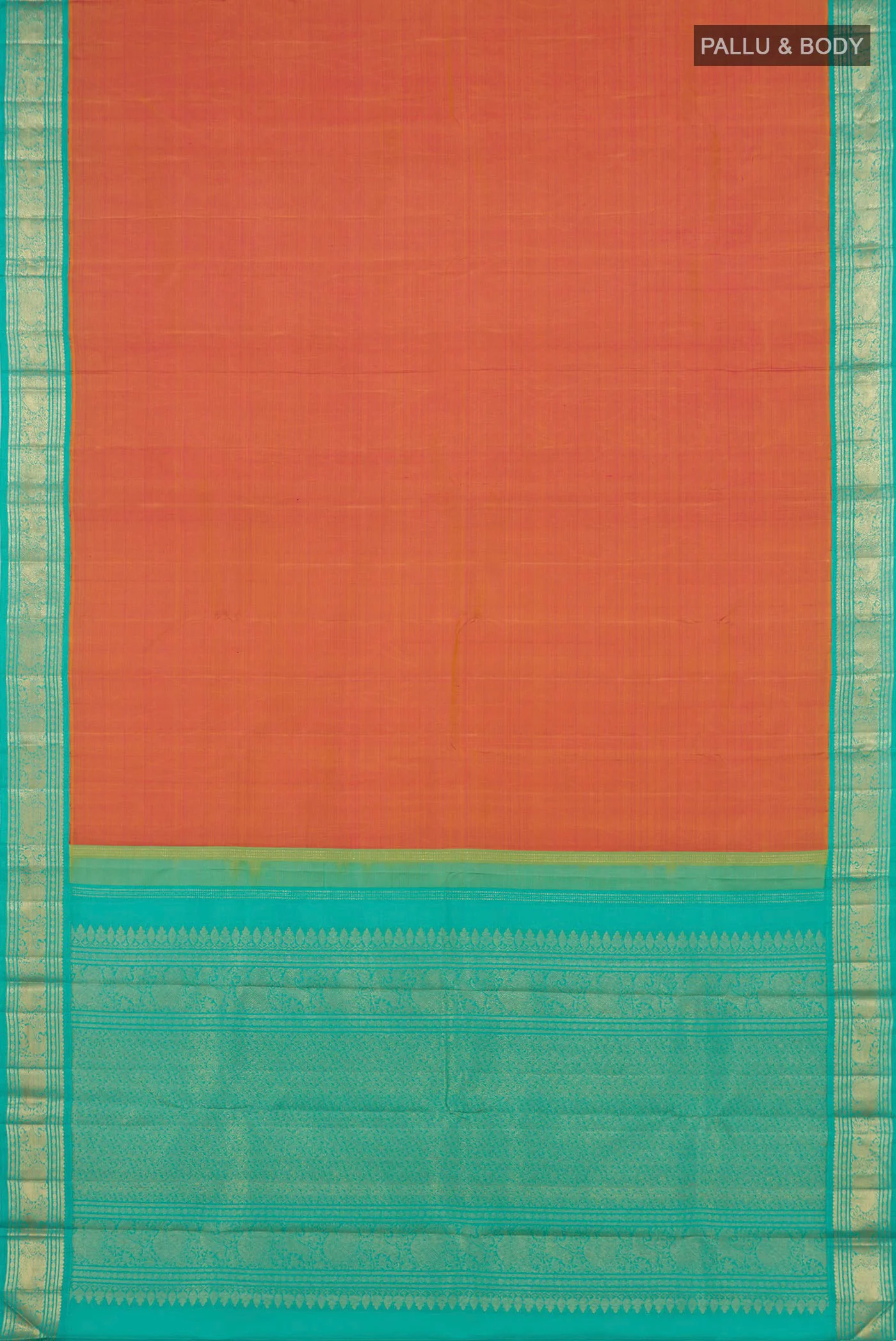 Pure Silk Pure Zari Pinkish Yellow Dual Tone Kanjivaram Saree - Image 5