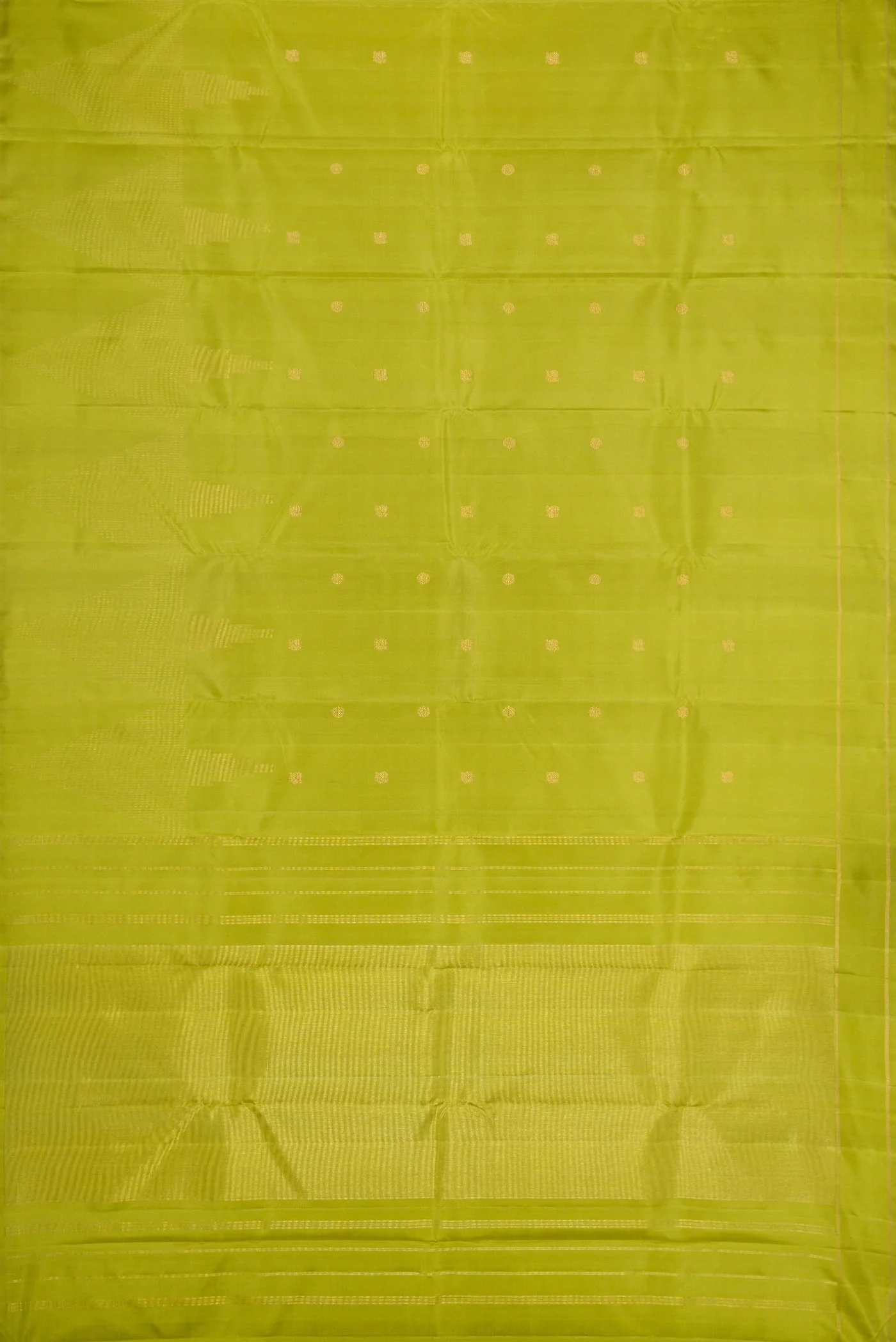 Pure Silk Pure Zari Parrot Green Dual Tone Kanjivaram Saree - Image 6