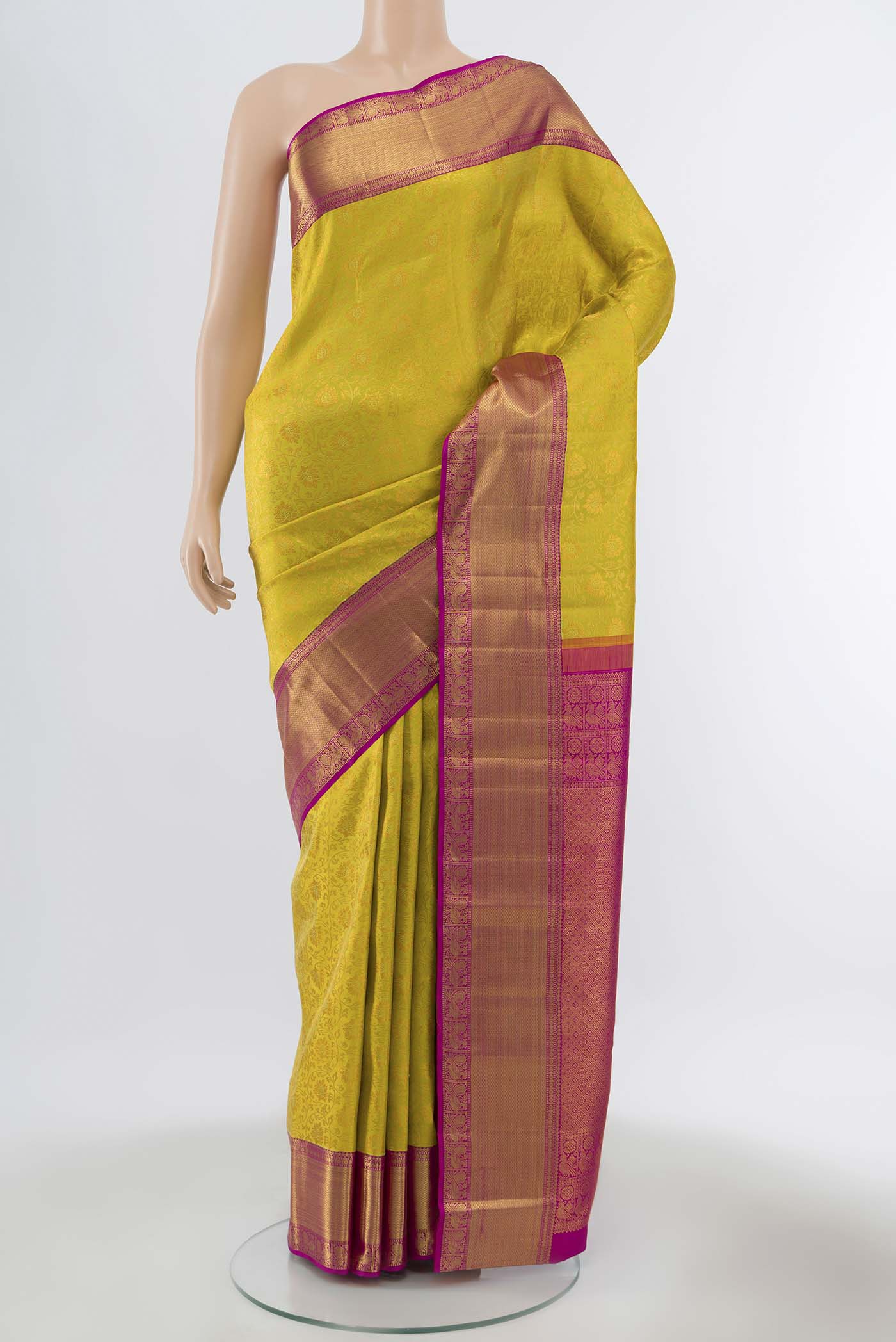 Yellow Kanchipuram Silk Saree