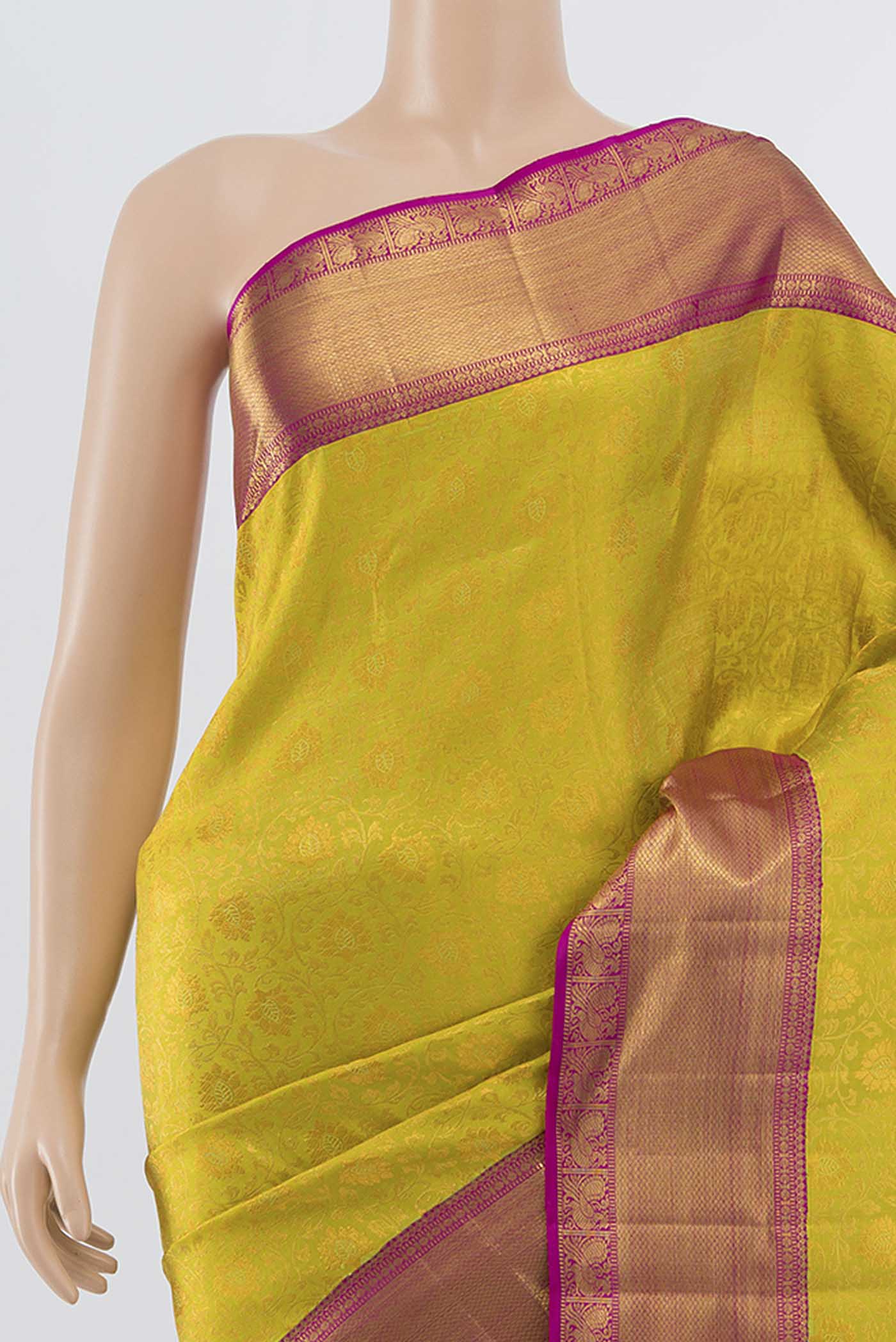 Yellow Kanchipuram Silk Saree - Image 2