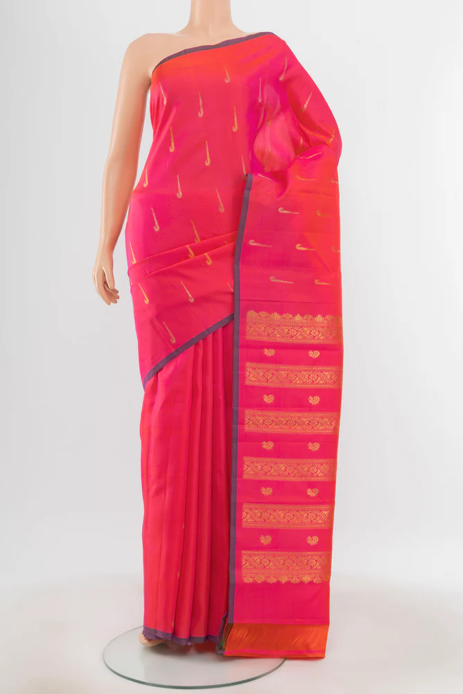 Pink with Orange Color Kanchipuram Silk Saree
