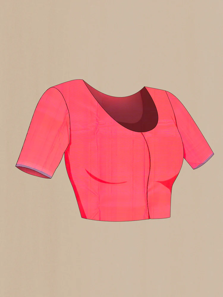 Pink with Orange Color Kanchipuram Silk Saree - Image 4