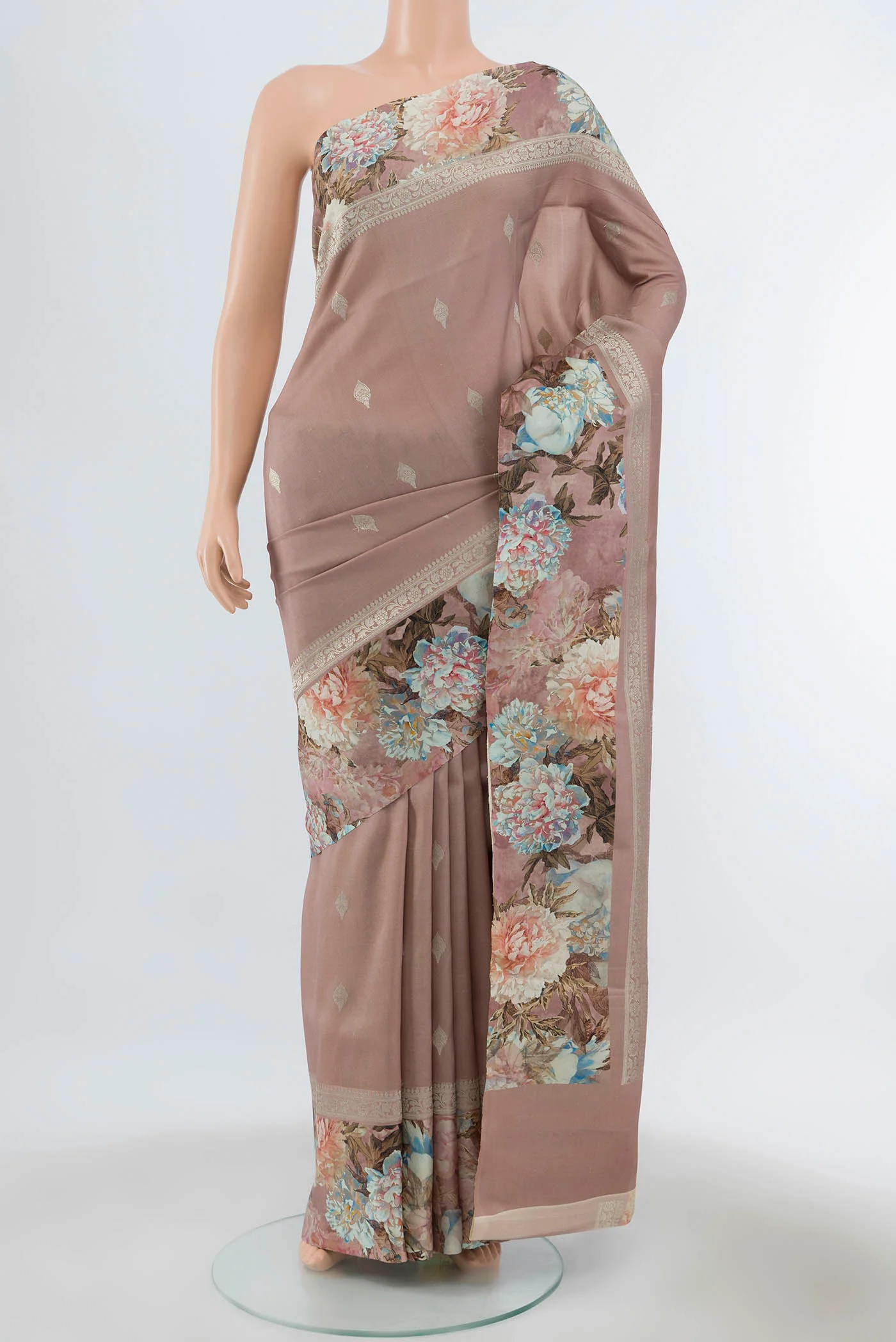 Rose Gold Tussar Silk Saree