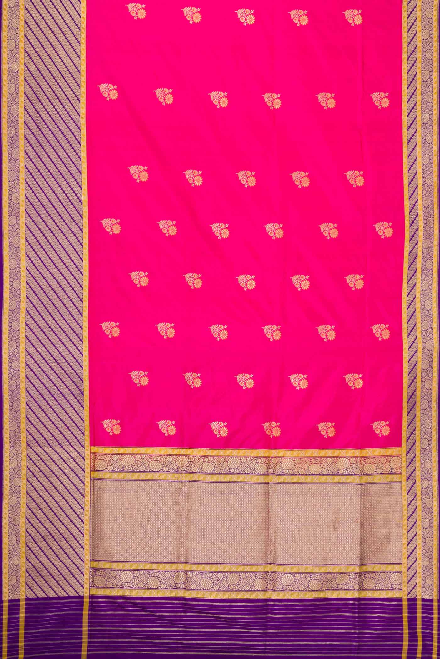 Pure Silk Pure Zari Pink Dual Tone Banarasi Saree - Image 6