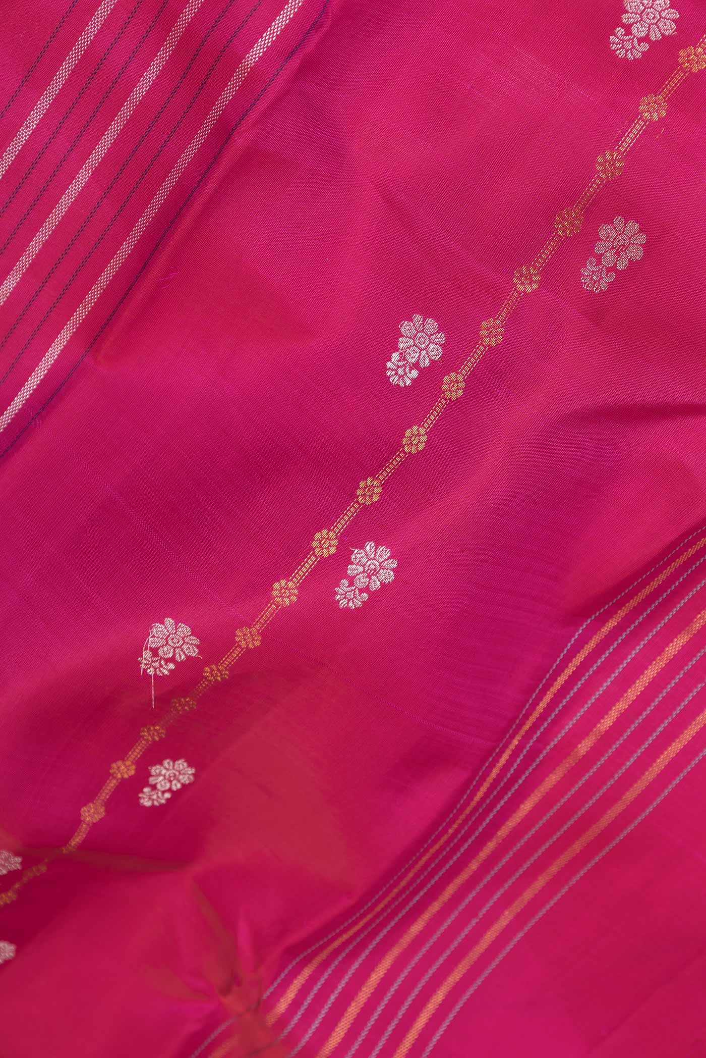 Pure Silk Pure Zari Pink Dual Tone Kanjivaram Saree - Image 2