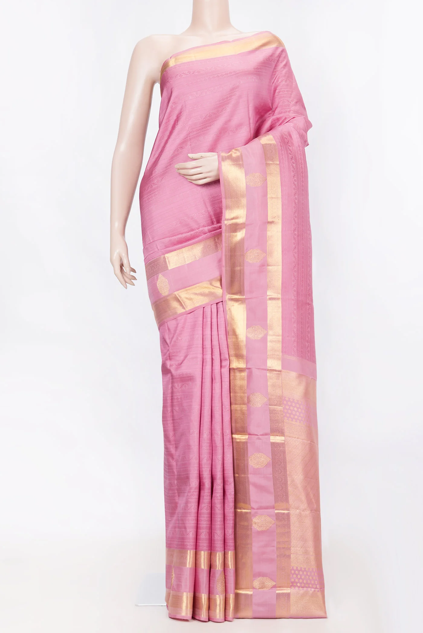 Pure Silk Pure Zari Pink Dual Tone Kanchipuram Saree