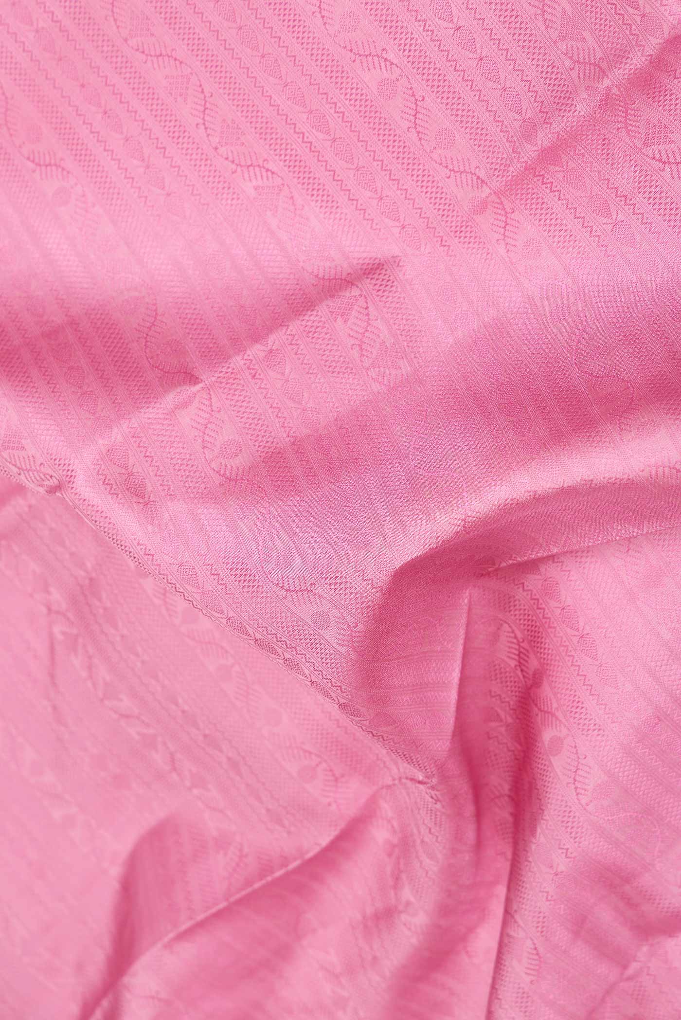 Pure Silk Pure Zari Pink Dual Tone Kanchipuram Saree - Image 2