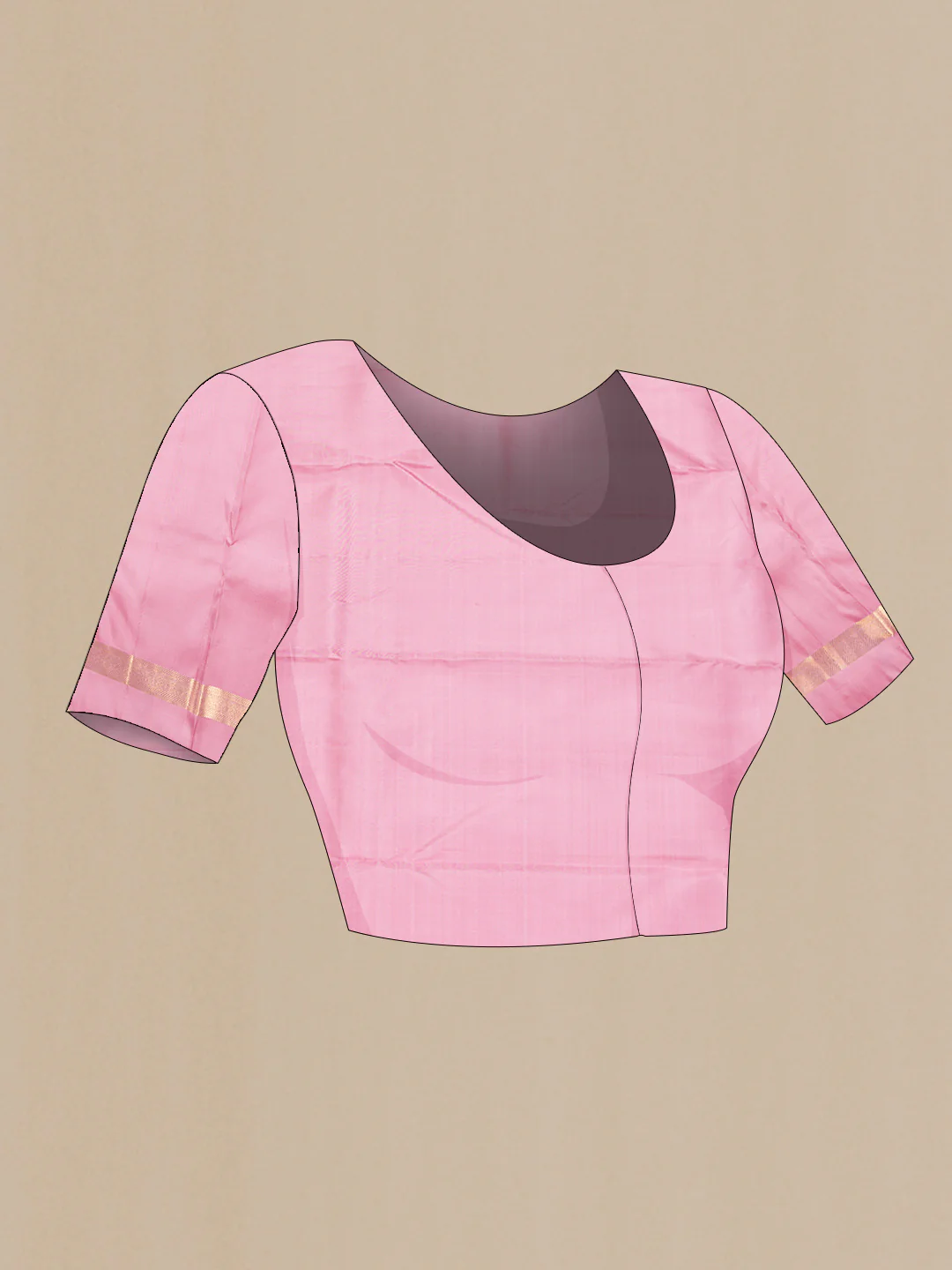 Pure Silk Pure Zari Pink Dual Tone Kanchipuram Saree - Image 5