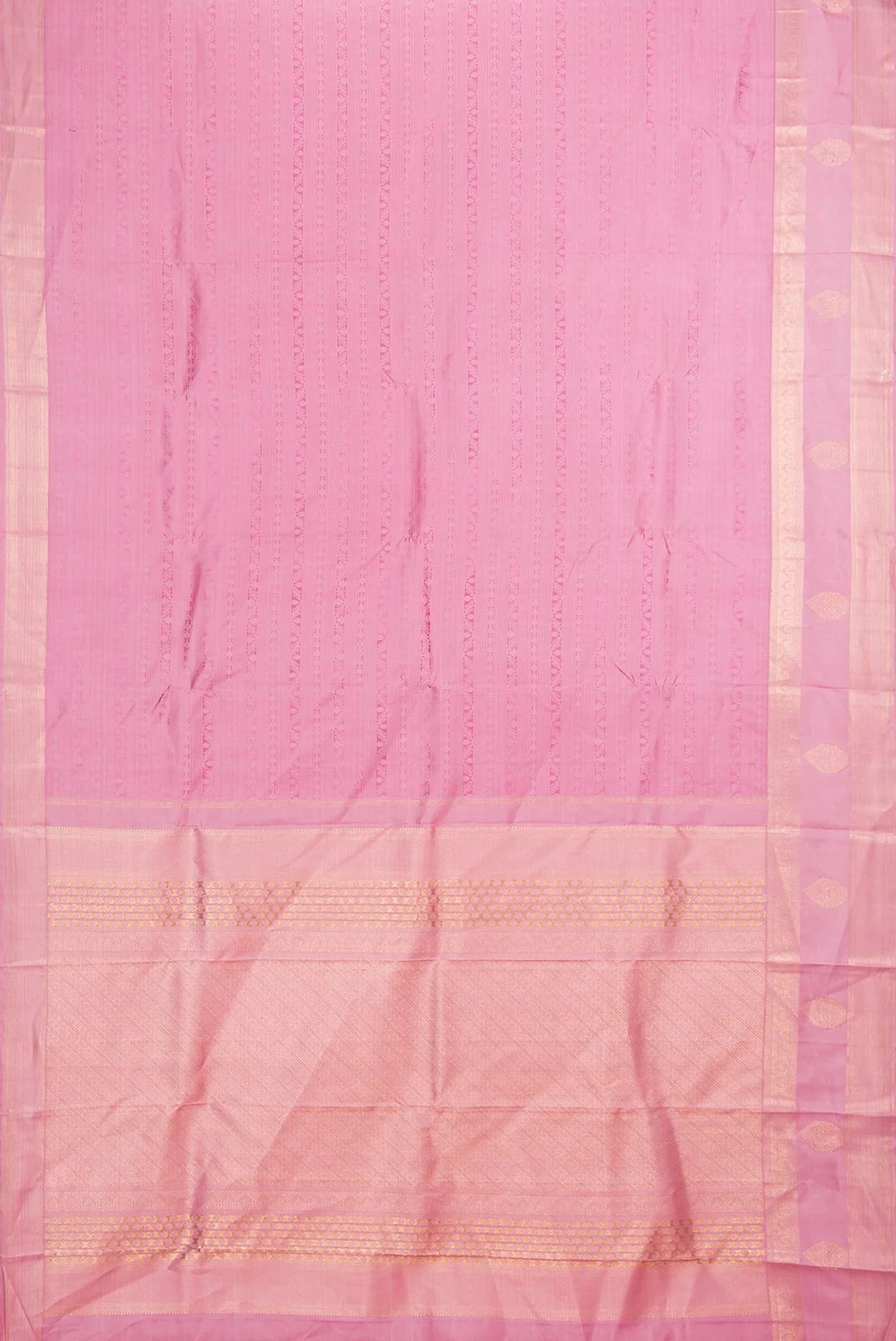 Pure Silk Pure Zari Pink Dual Tone Kanchipuram Saree - Image 6