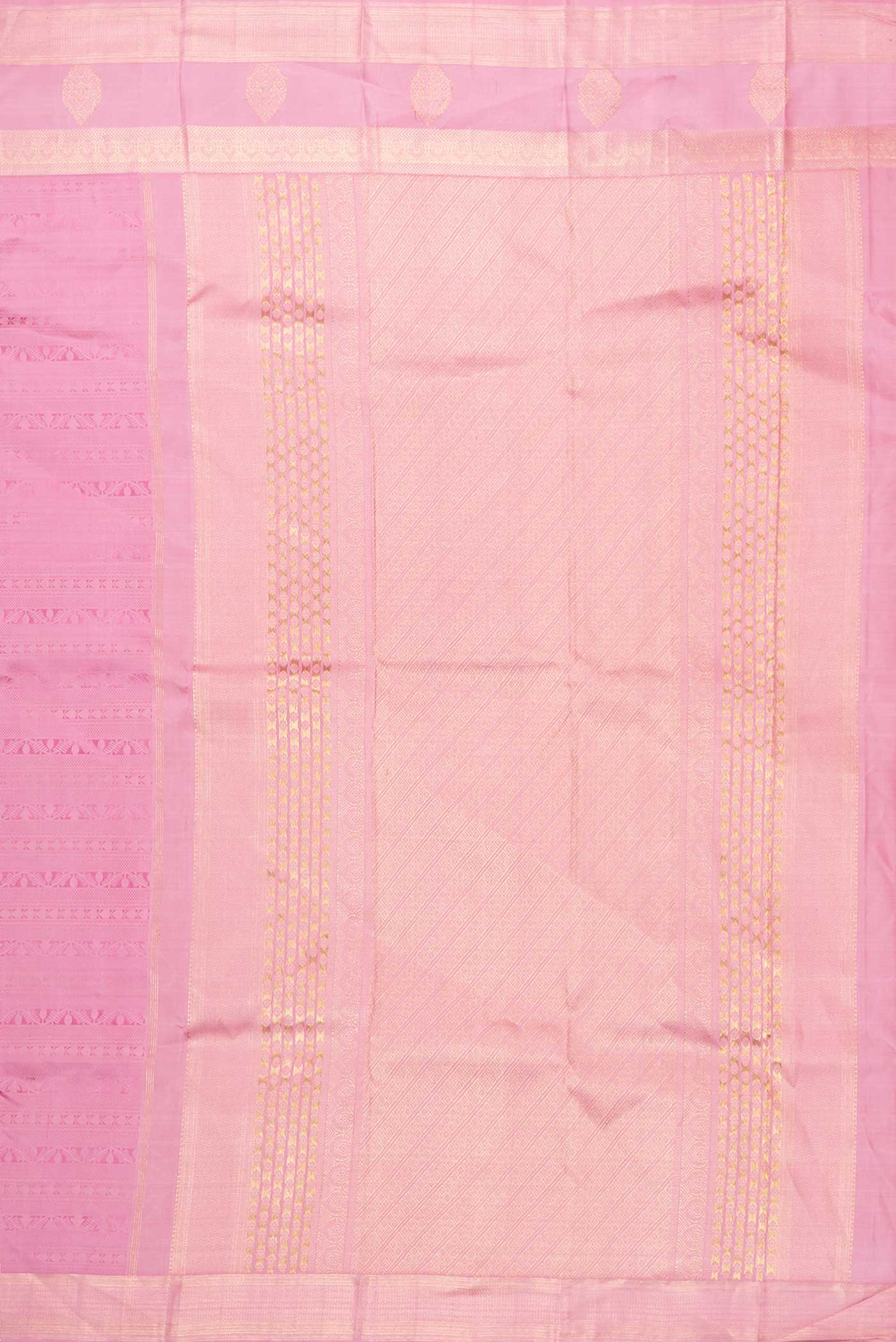 Pure Silk Pure Zari Pink Dual Tone Kanchipuram Saree - Image 7