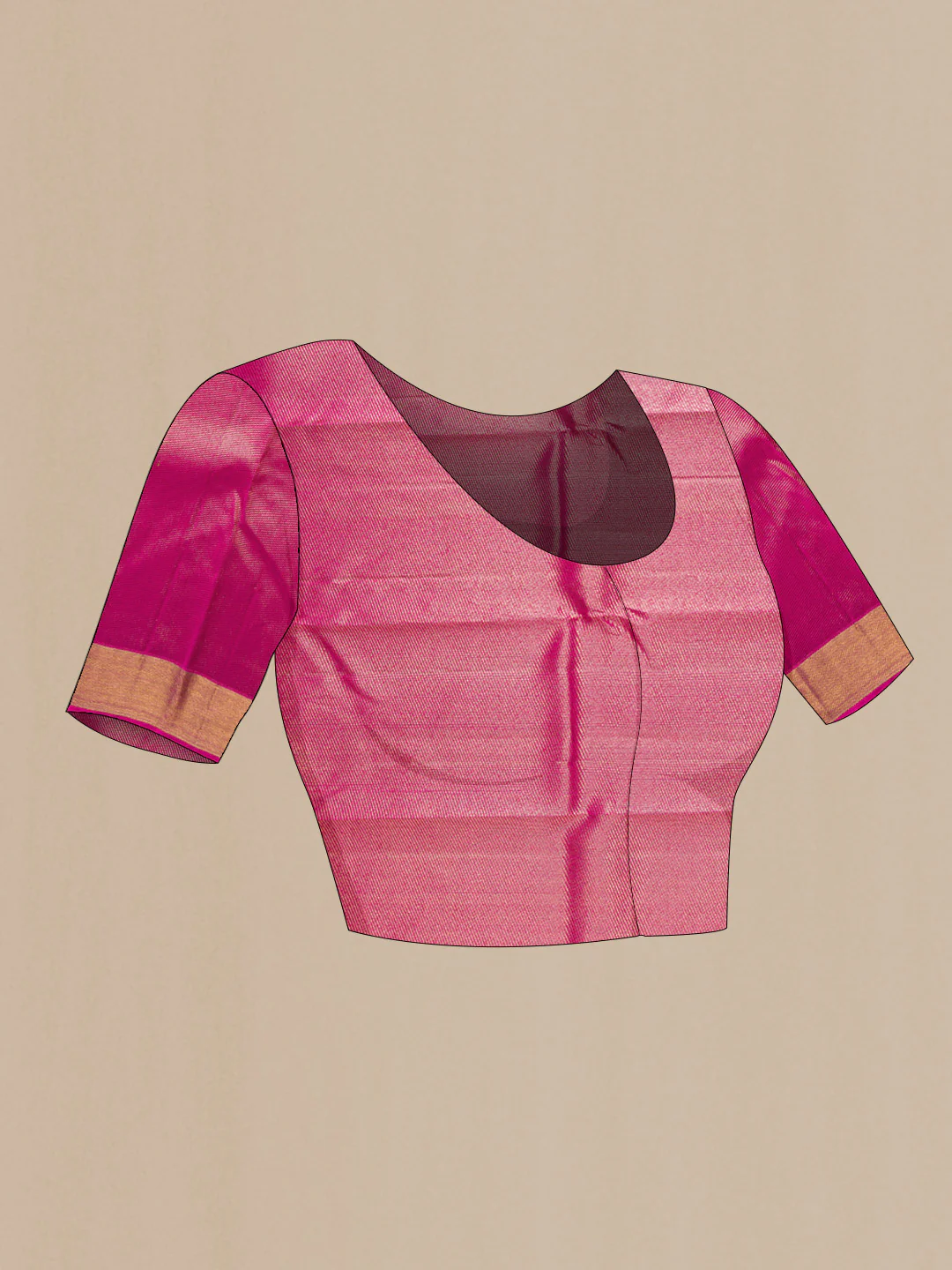 Pure Silk Pure Zari Pink Dual Tone Kanjivaram Saree - Image 5