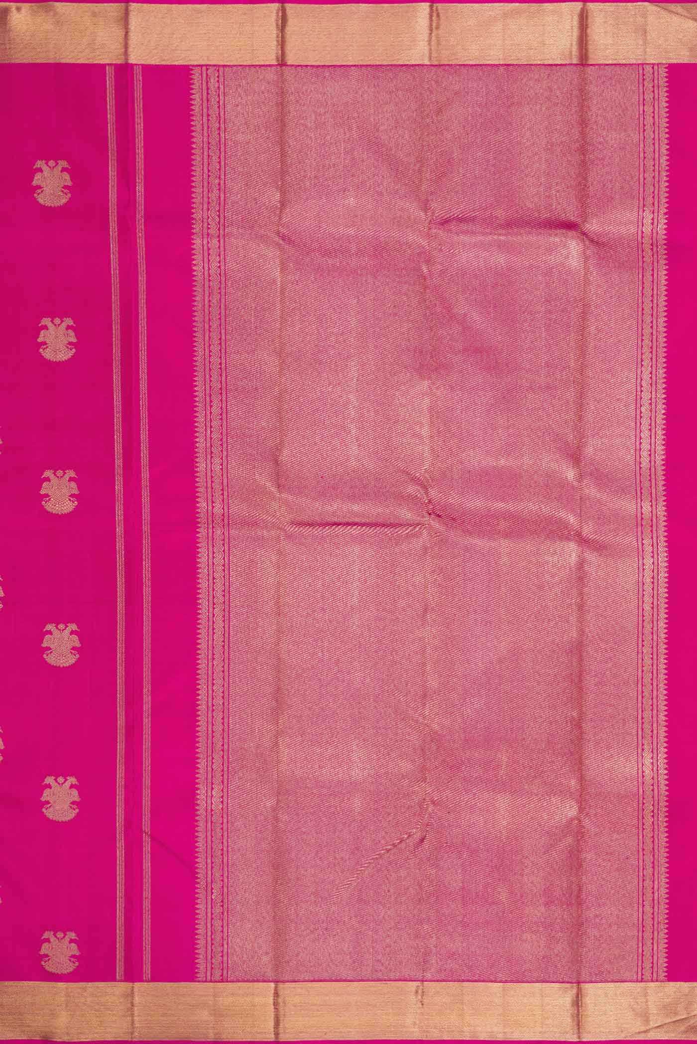 Pure Silk Pure Zari Pink Dual Tone Kanjivaram Saree - Image 7