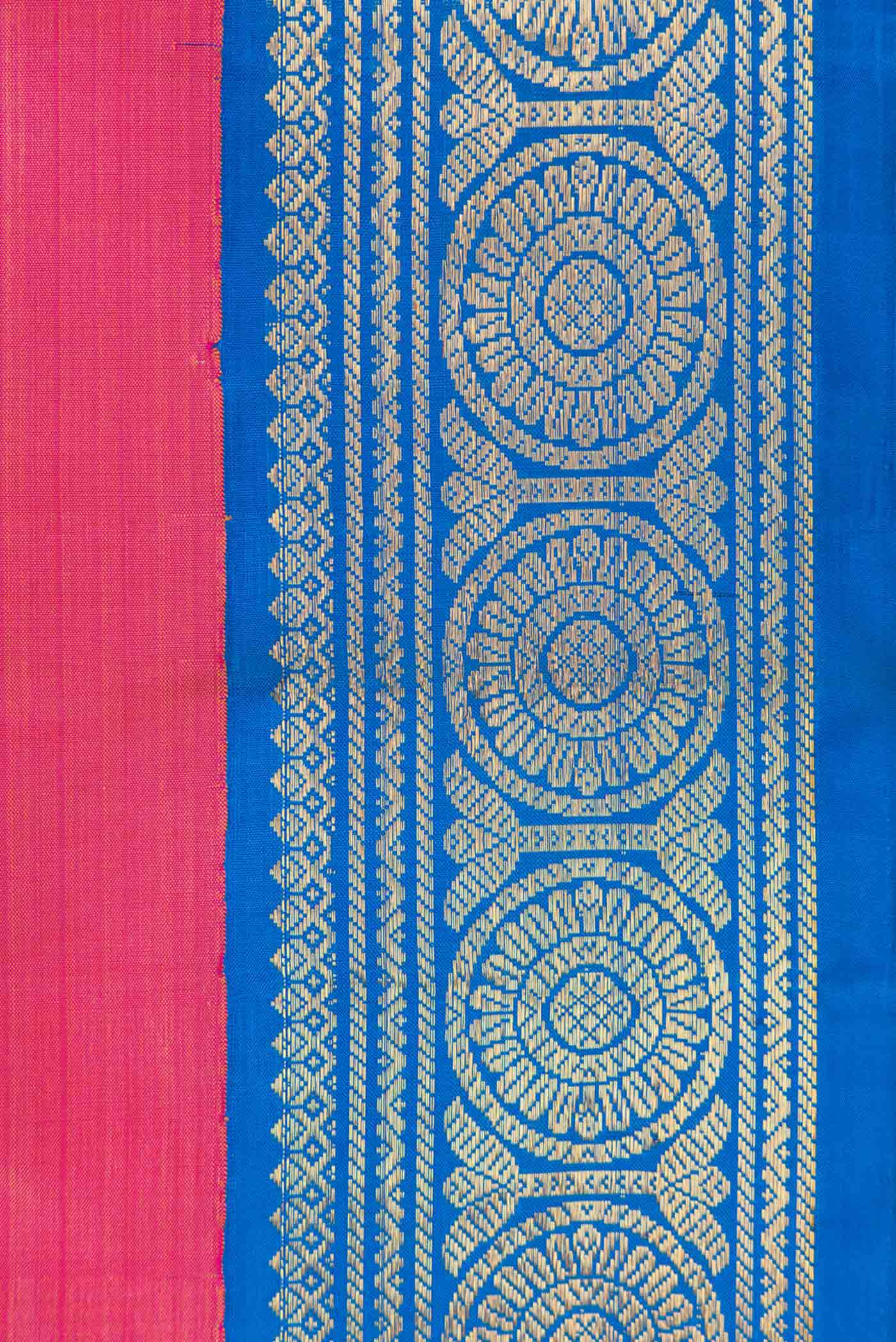 Pure Silk Pure Zari Pink Dual Tone Kanjivaram Saree - Image 3