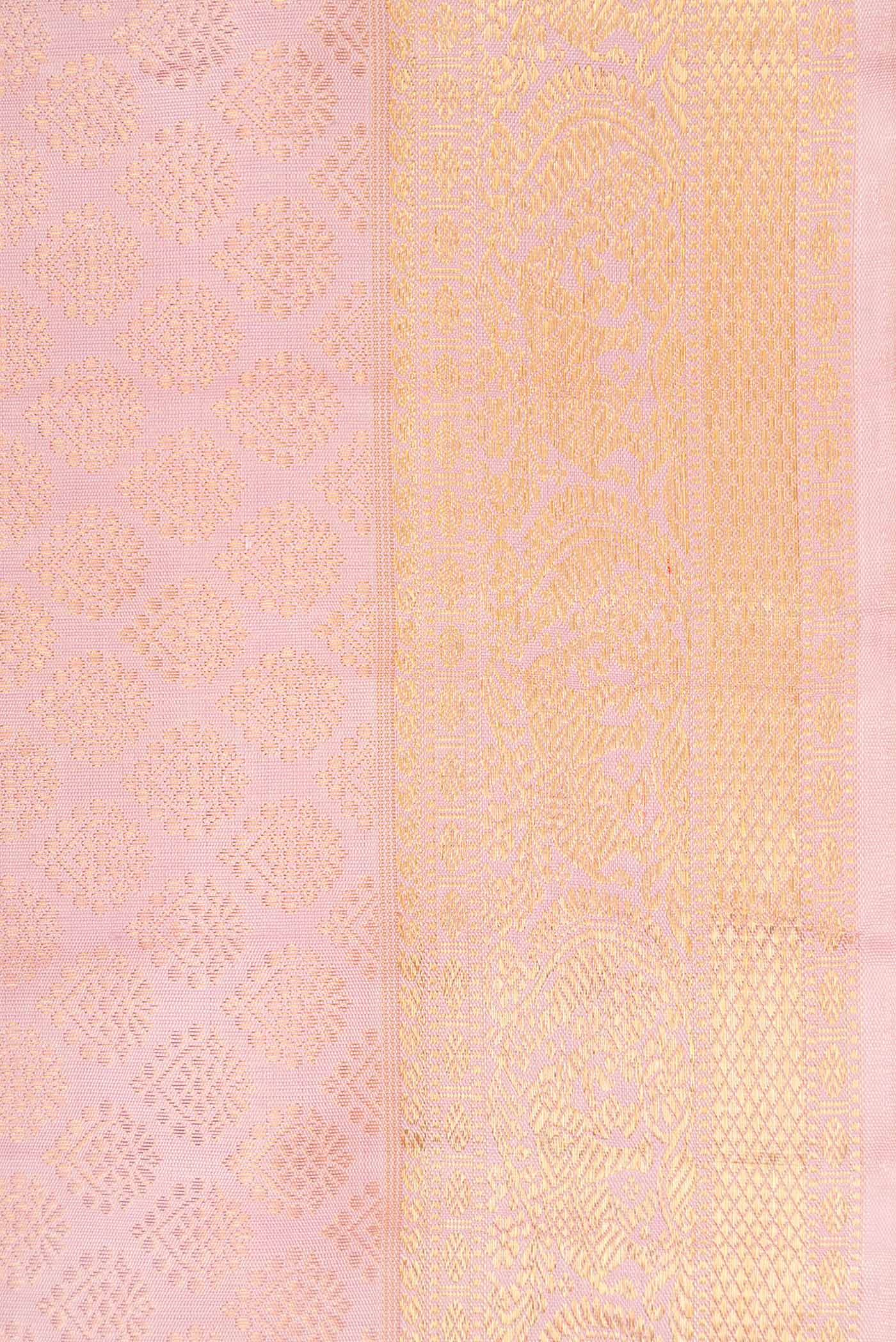 Pure Silk Pure Zari Pink Dual Tone Kanjivaram Saree - Image 3