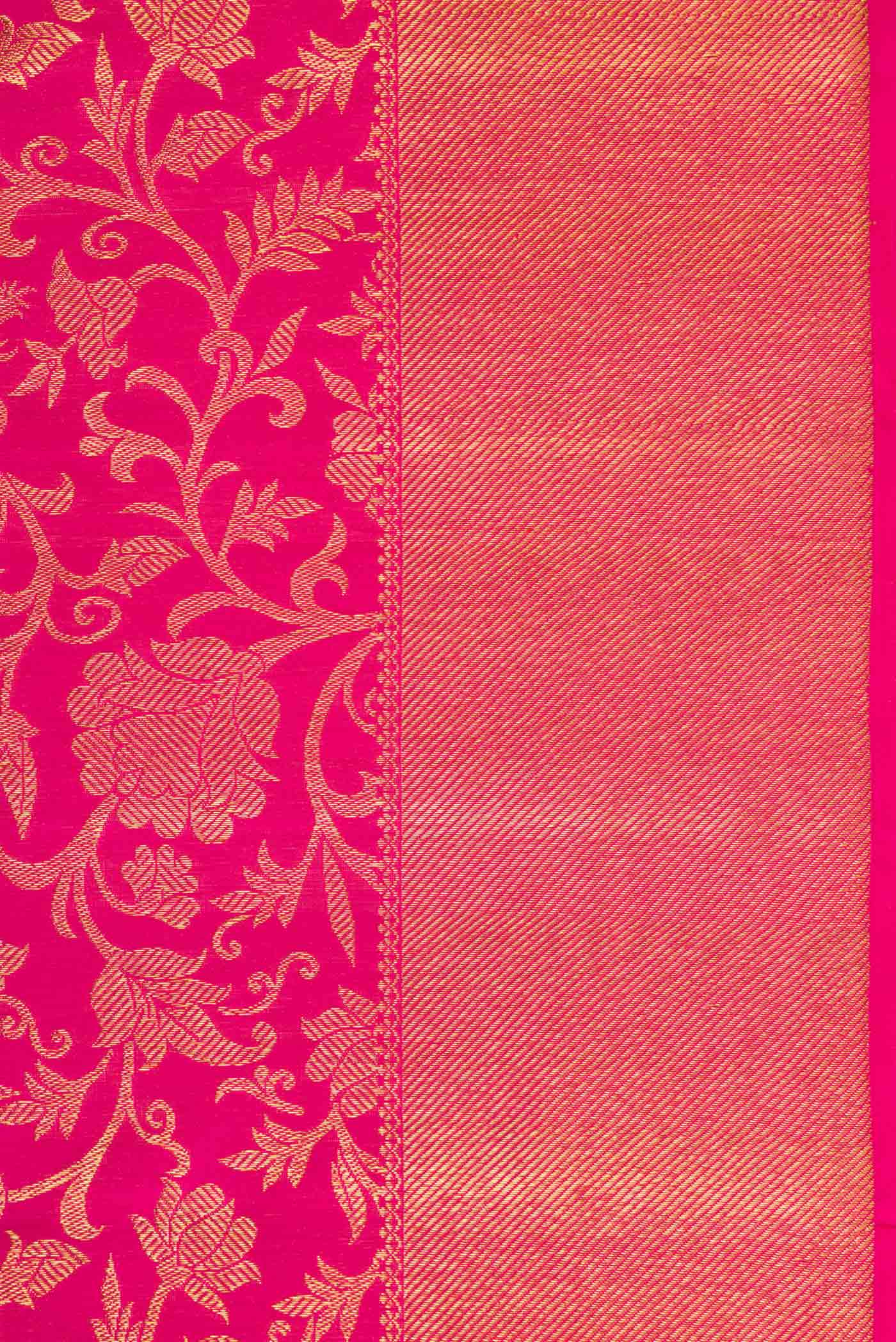 Pure Silk Pure Zari Pink Dual Tone Kanjivaram Saree - Image 3