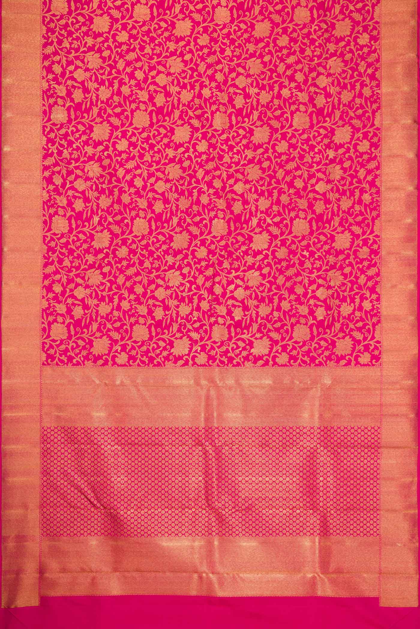 Pure Silk Pure Zari Pink Dual Tone Kanjivaram Saree - Image 6