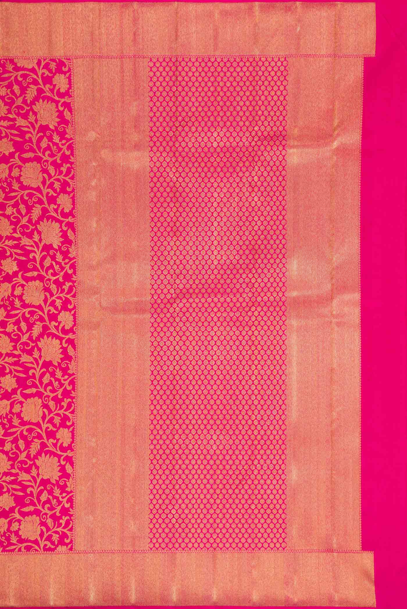 Pure Silk Pure Zari Pink Dual Tone Kanjivaram Saree - Image 7