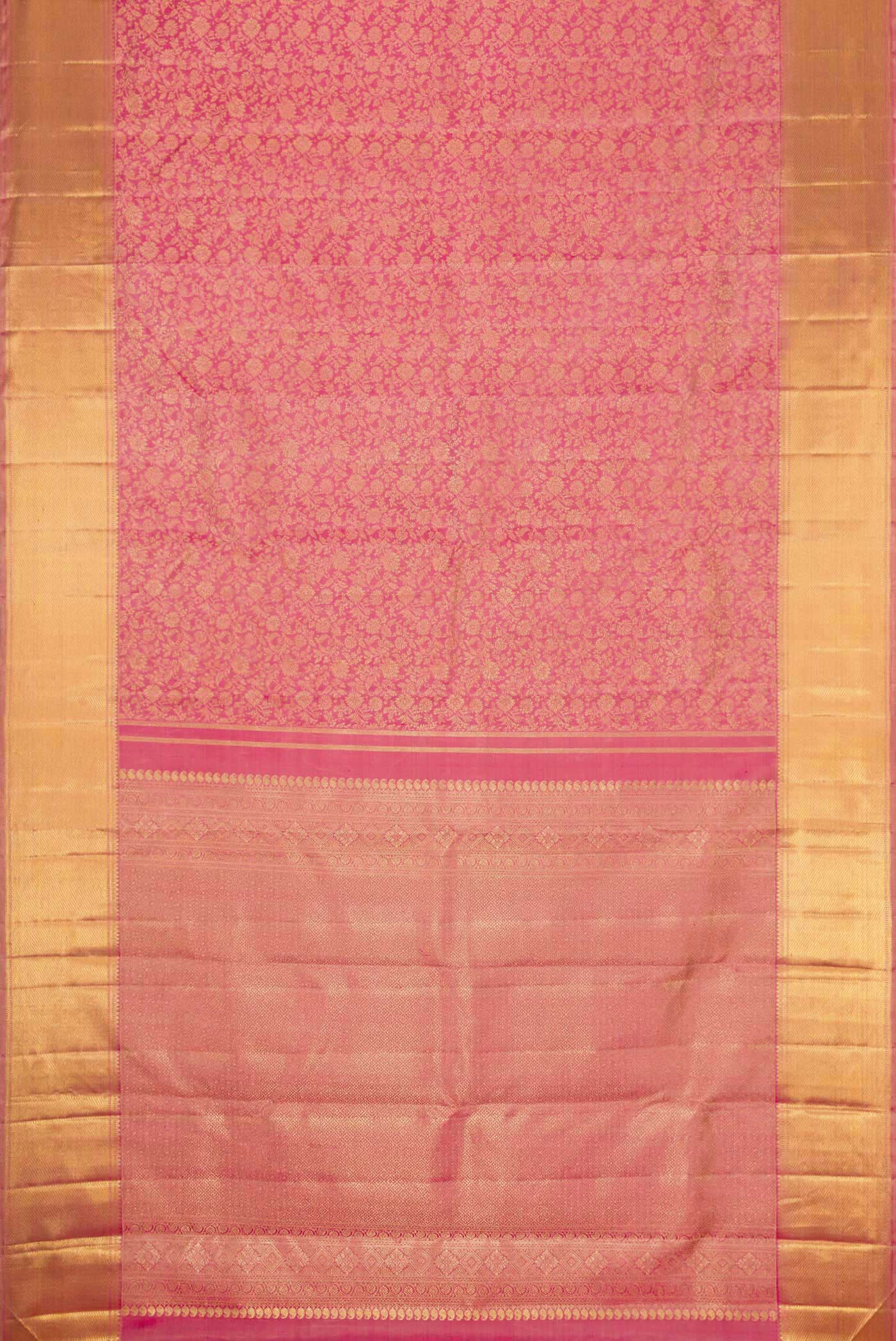 Pure Silk Pure Zari Pink Dual Tone Kanjivaram Saree - Image 6