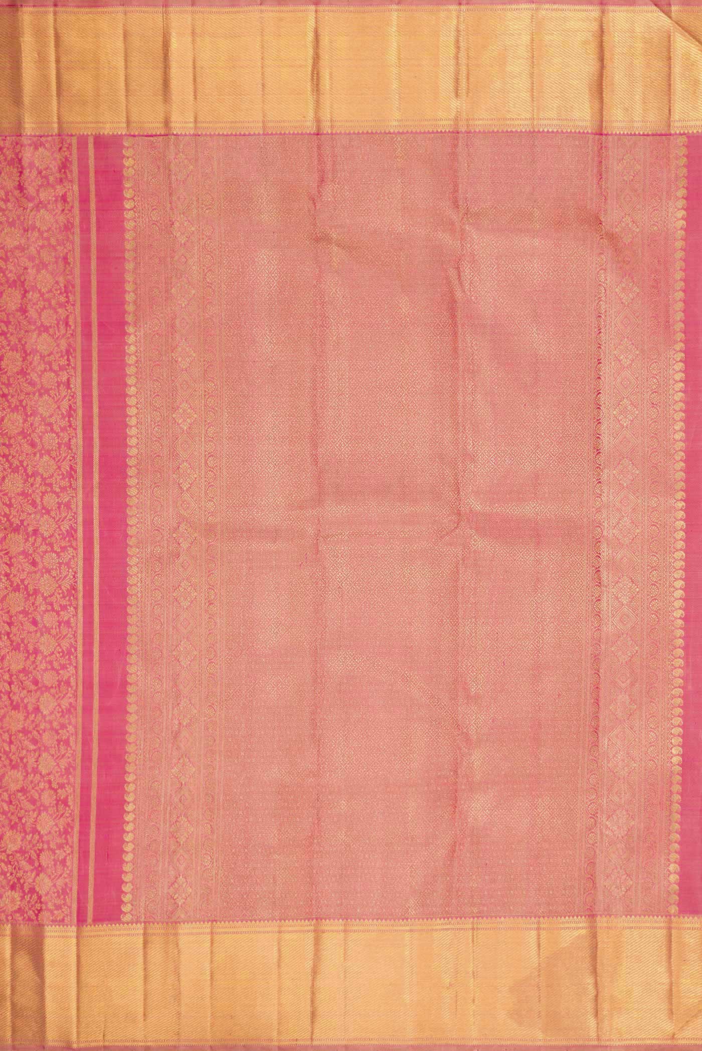Pure Silk Pure Zari Pink Dual Tone Kanjivaram Saree - Image 7