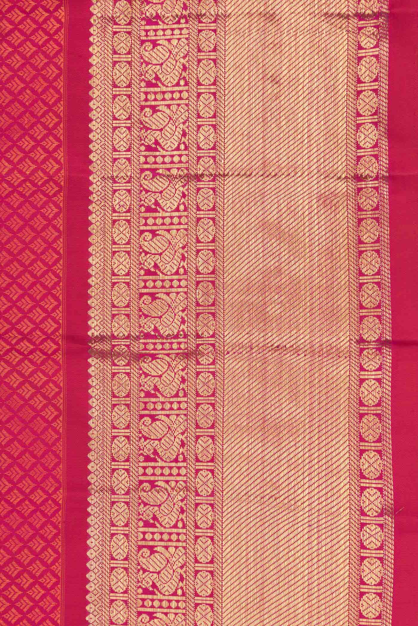 Pure Silk Pure Zari Pink Dual Tone Kanchipuram Saree - Image 3