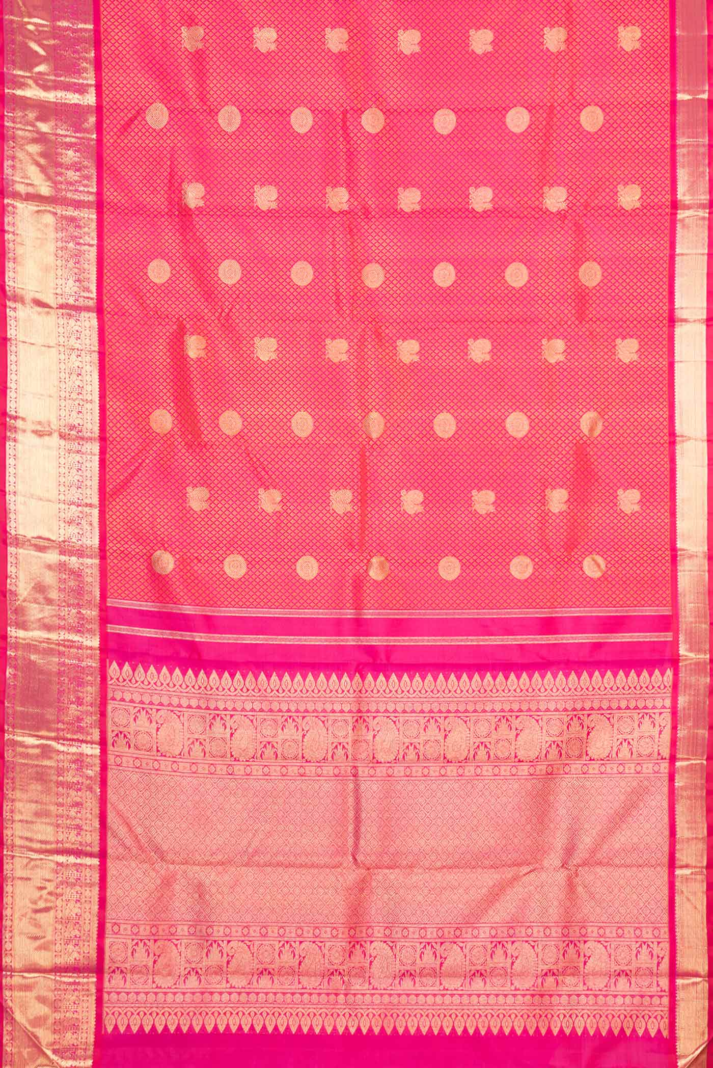 Pure Silk Pure Zari Pink Dual Tone Kanchipuram Saree - Image 6