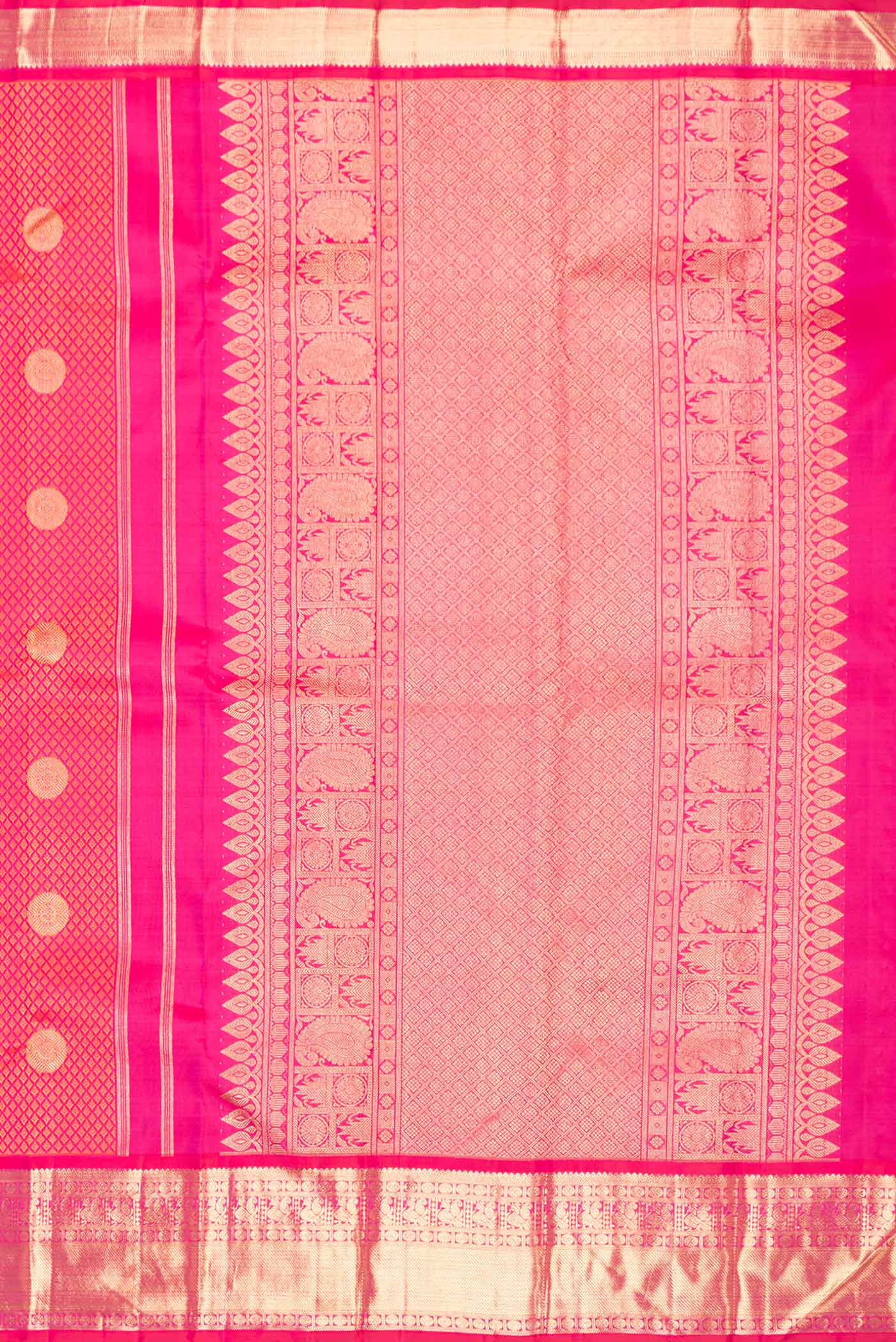 Pure Silk Pure Zari Pink Dual Tone Kanchipuram Saree - Image 7