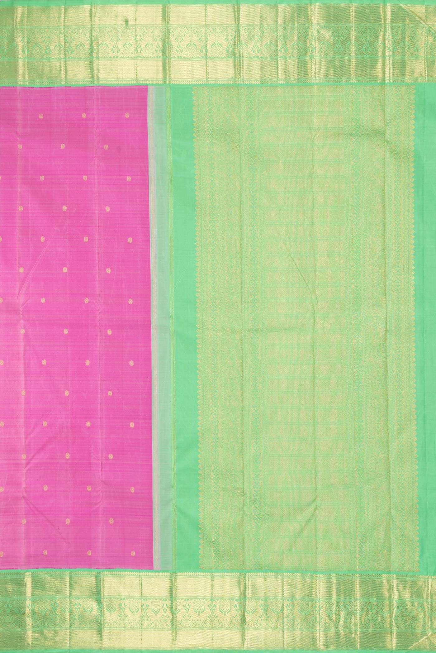 Pure Silk Pure Zari Pink Dual Tone Kanjivaram Saree - Image 7
