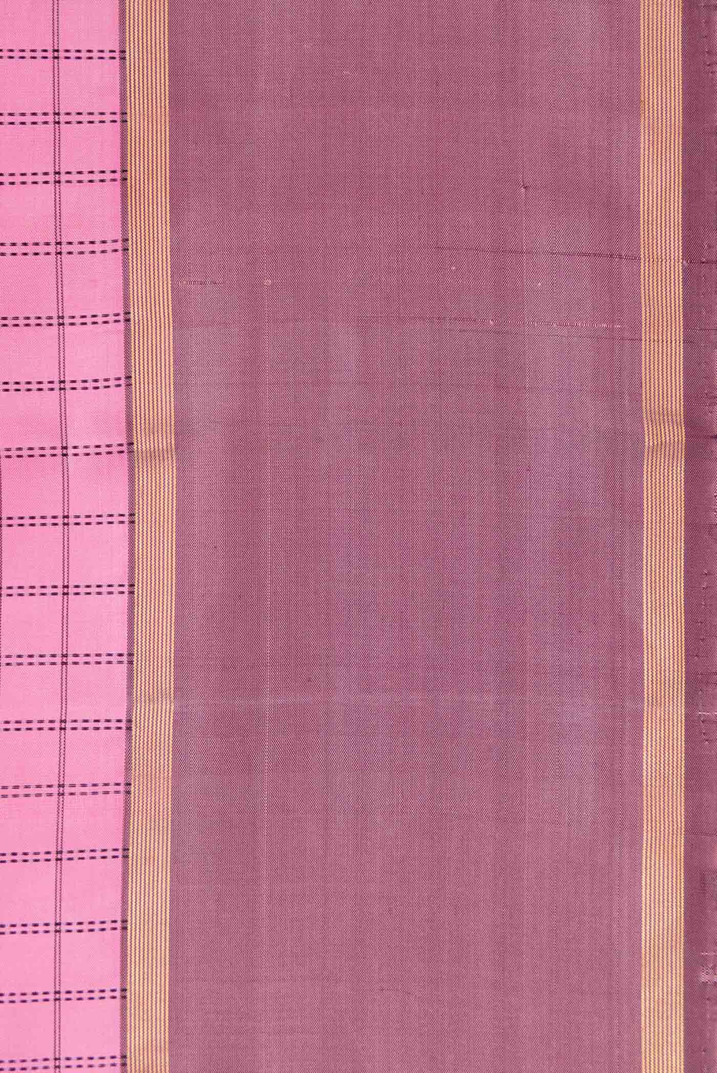 Pure Silk Pure Zari Pink Dual Tone Kanchipuram Saree - Image 3