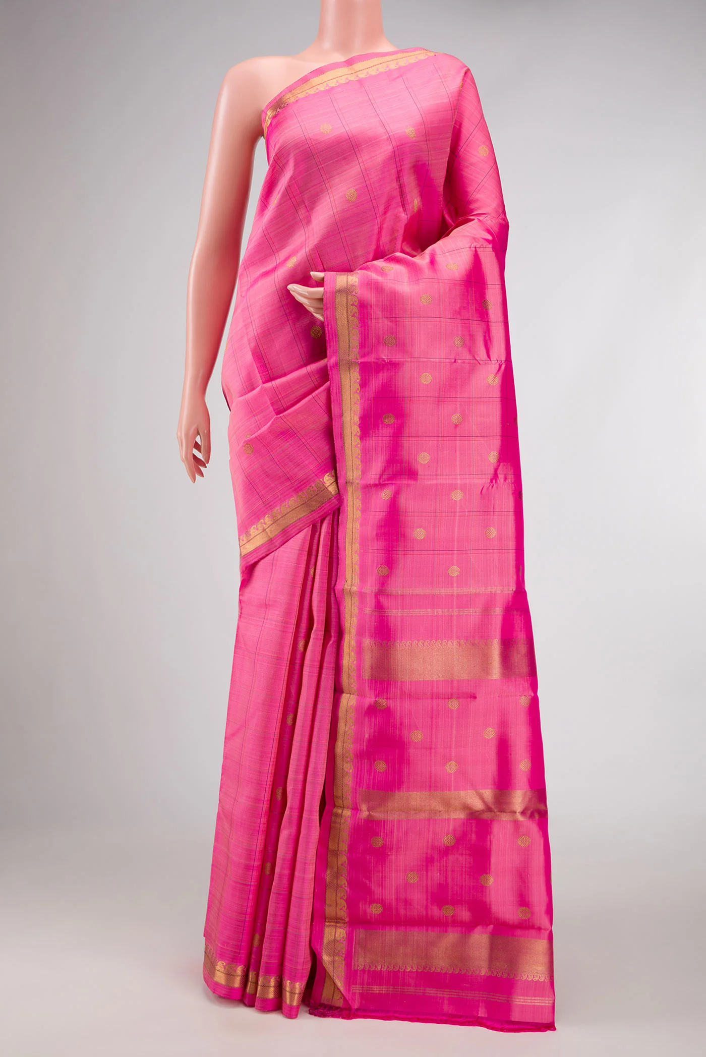Pure Silk Pure Zari Pink Kanchipuram Saree