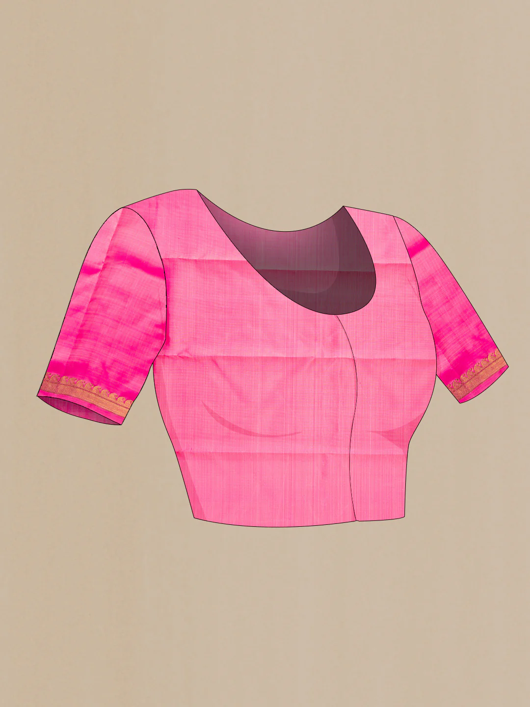 Pure Silk Pure Zari Pink Kanchipuram Saree - Image 5
