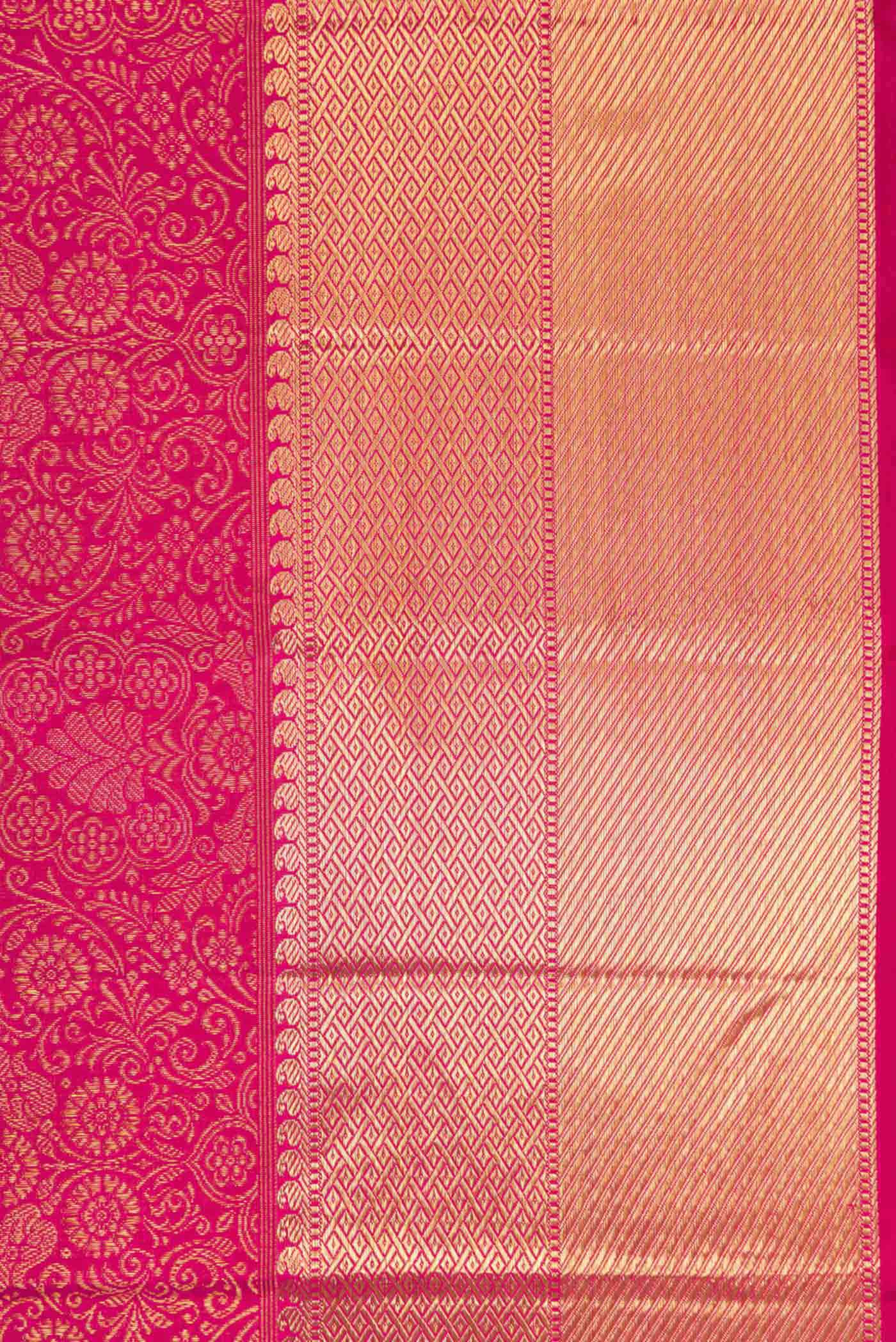 Pure Silk Pure Zari Pink Dual Tone Kanjivaram Saree - Image 3