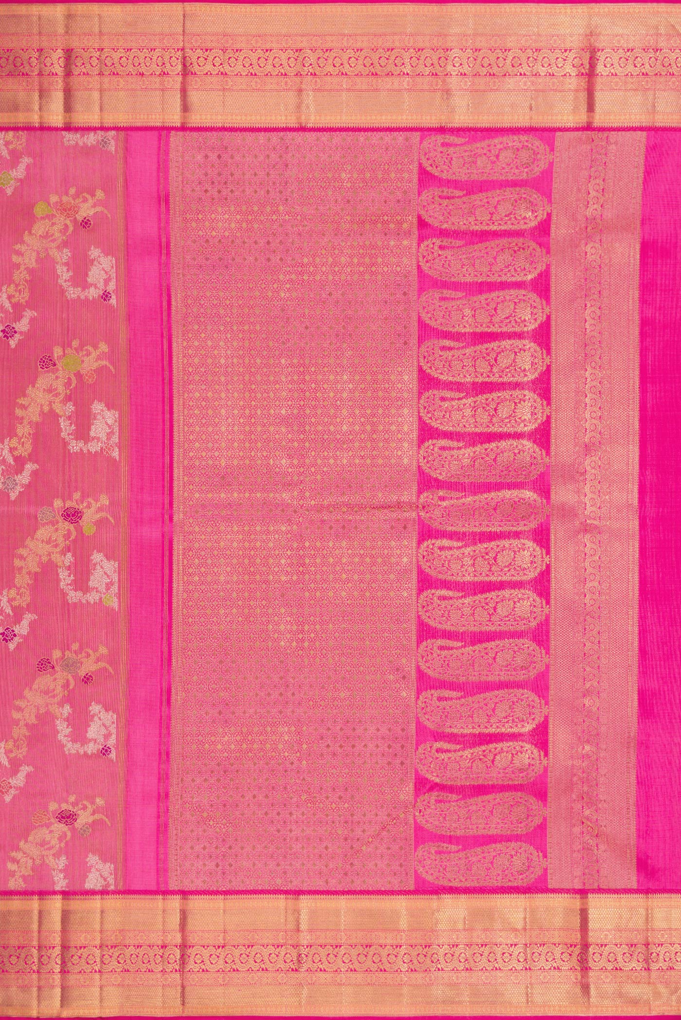 Pure Silk Pure Zari Pink Kanjivaram Saree - Image 7