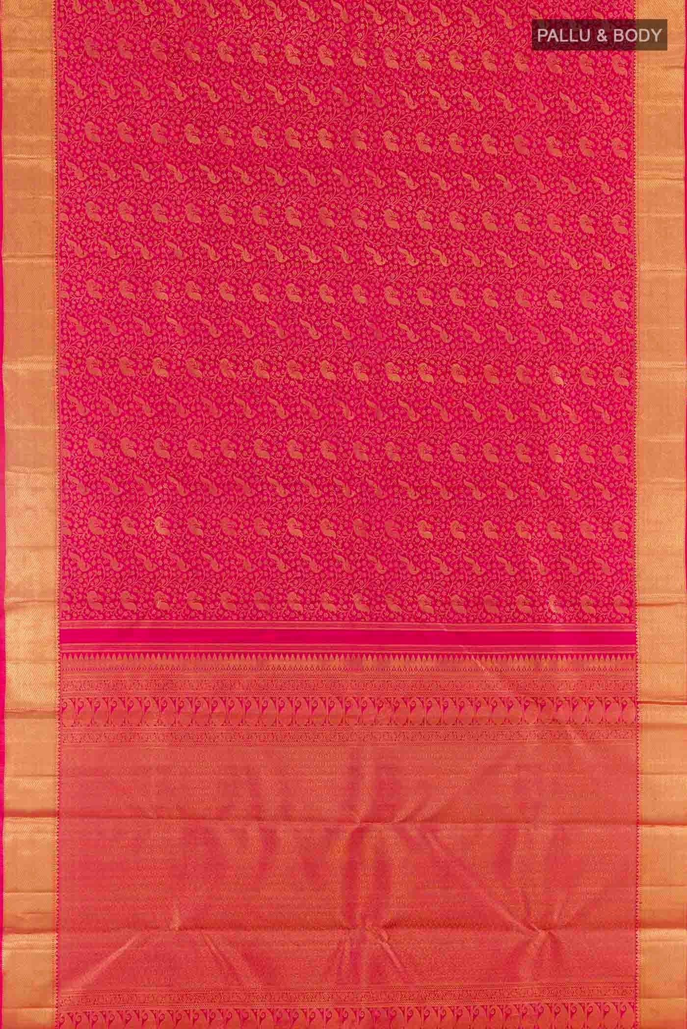 Pure Silk Pure Zari Pink Kanjivaram Saree - Image 6