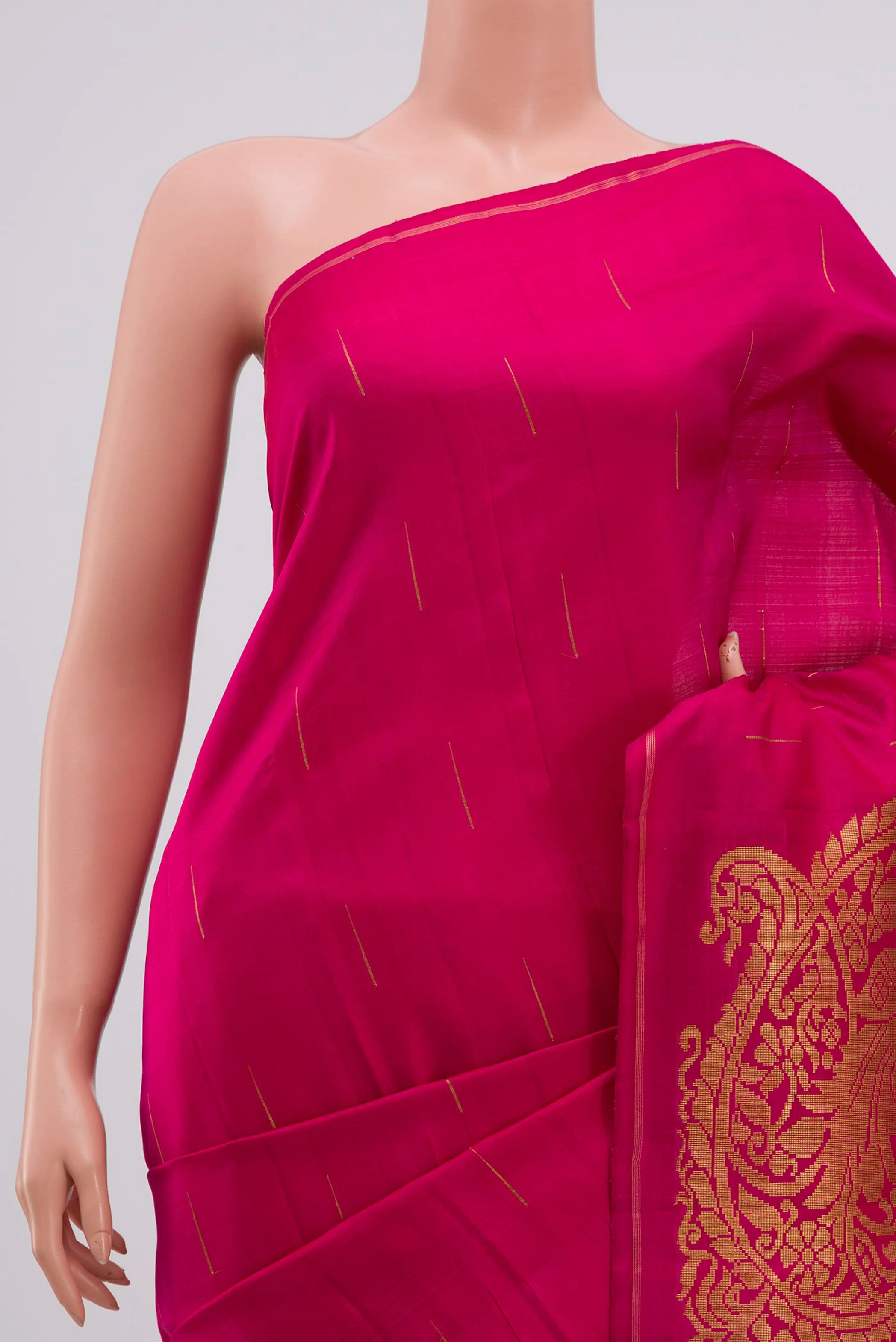Pure Silk Pure Zari Pink Kanjivaram Saree - Image 2