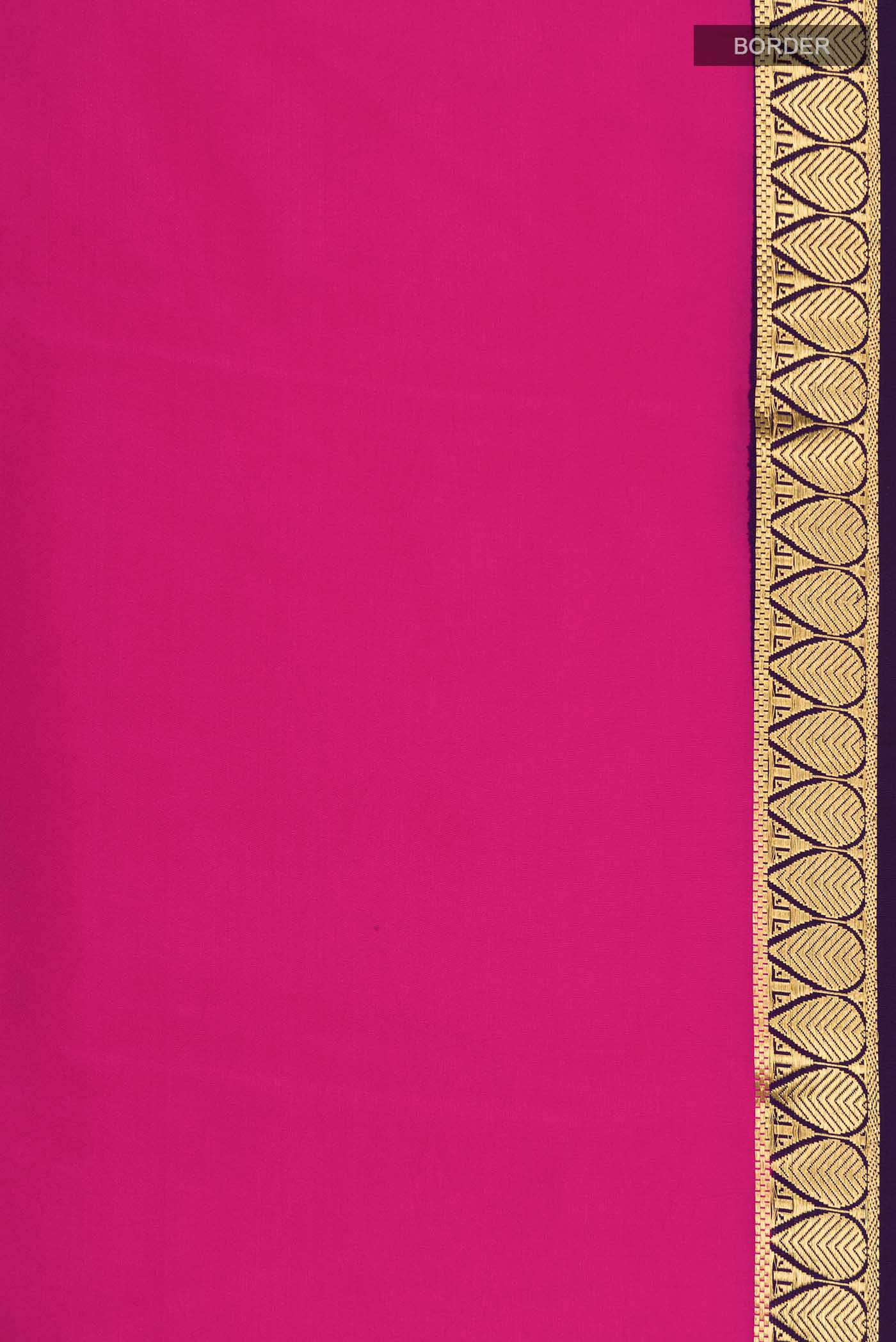Pure Silk Pure Zari Pink Mysore Crepe Saree - Image 3