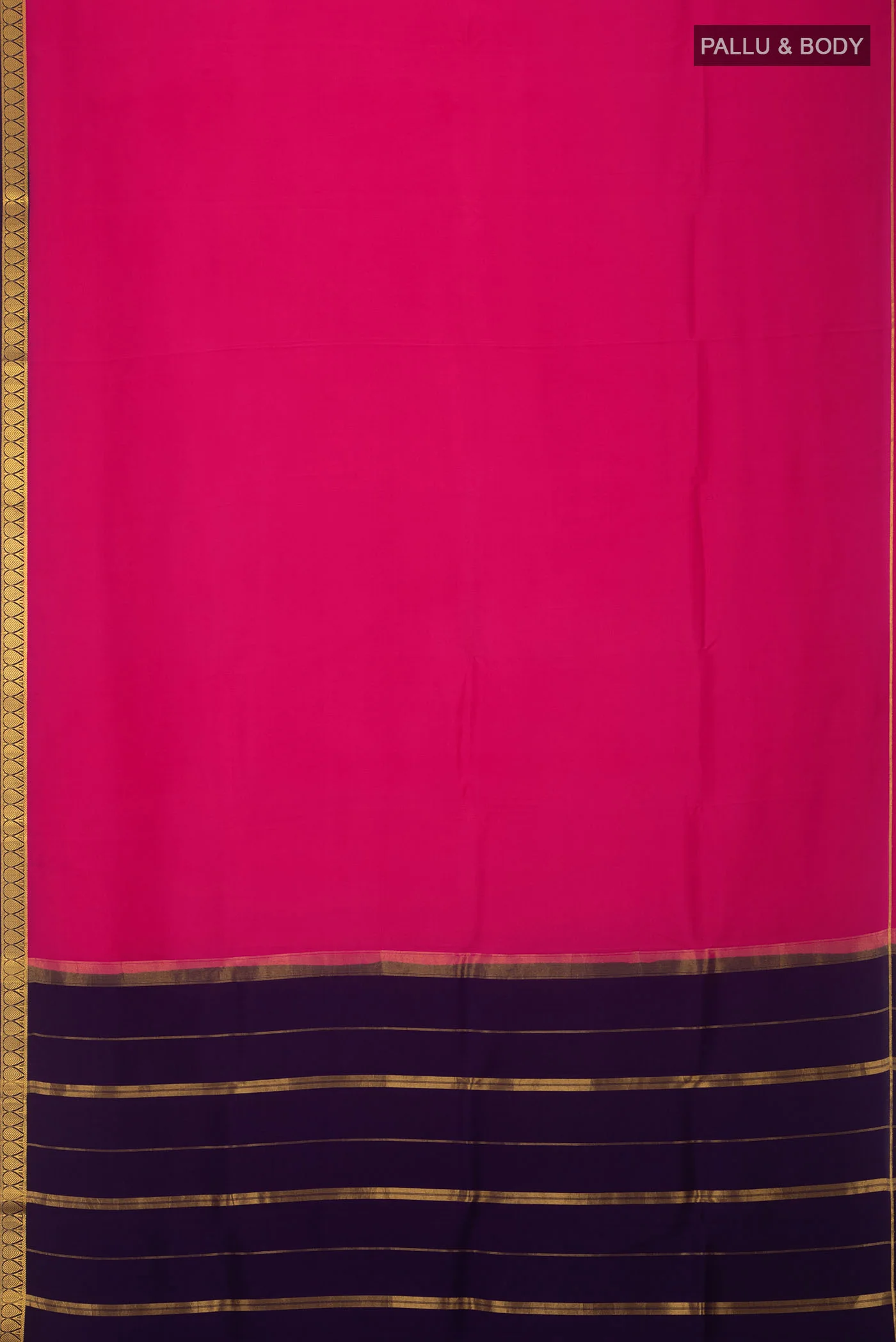 Pure Silk Pure Zari Pink Mysore Crepe Saree - Image 6